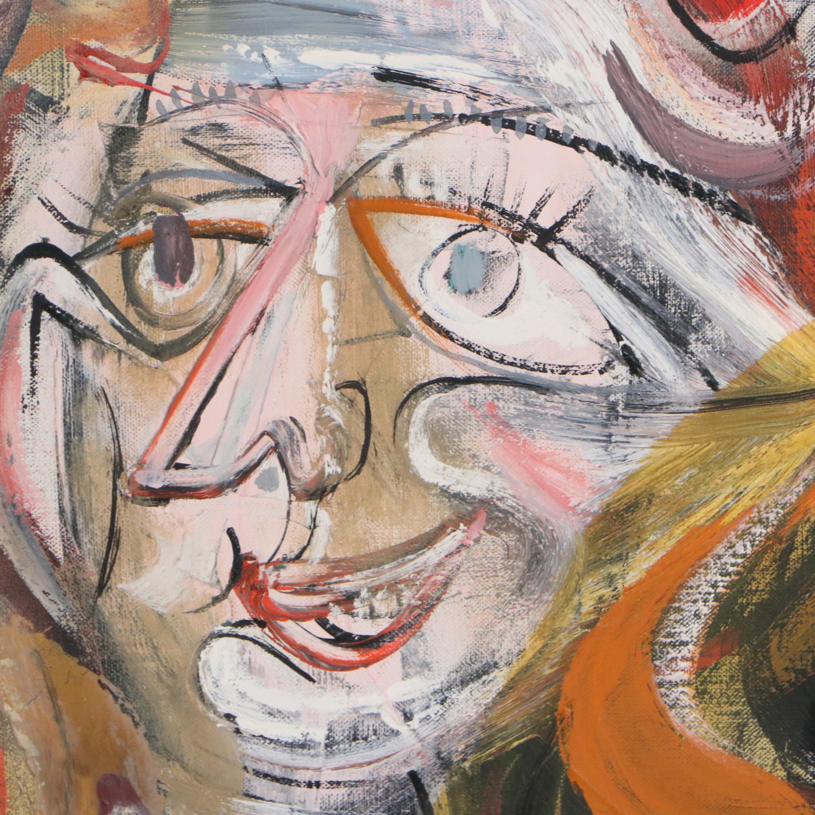 Byron Browne Oil Painting "Woman With Palette," 1957