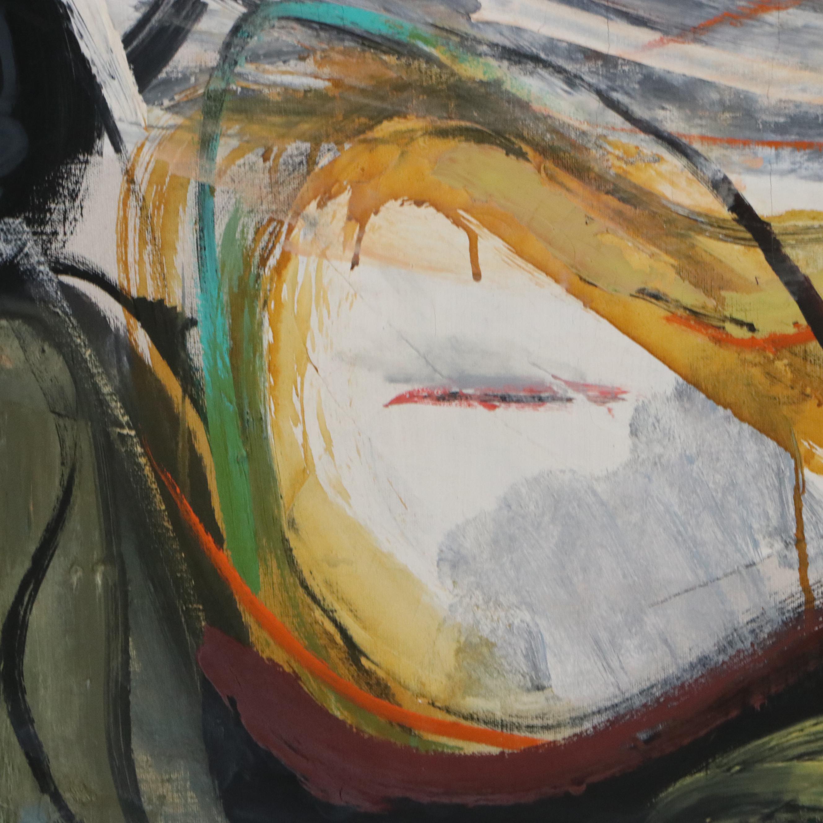 Byron Browne Oil Painting "Woman With Palette," 1957