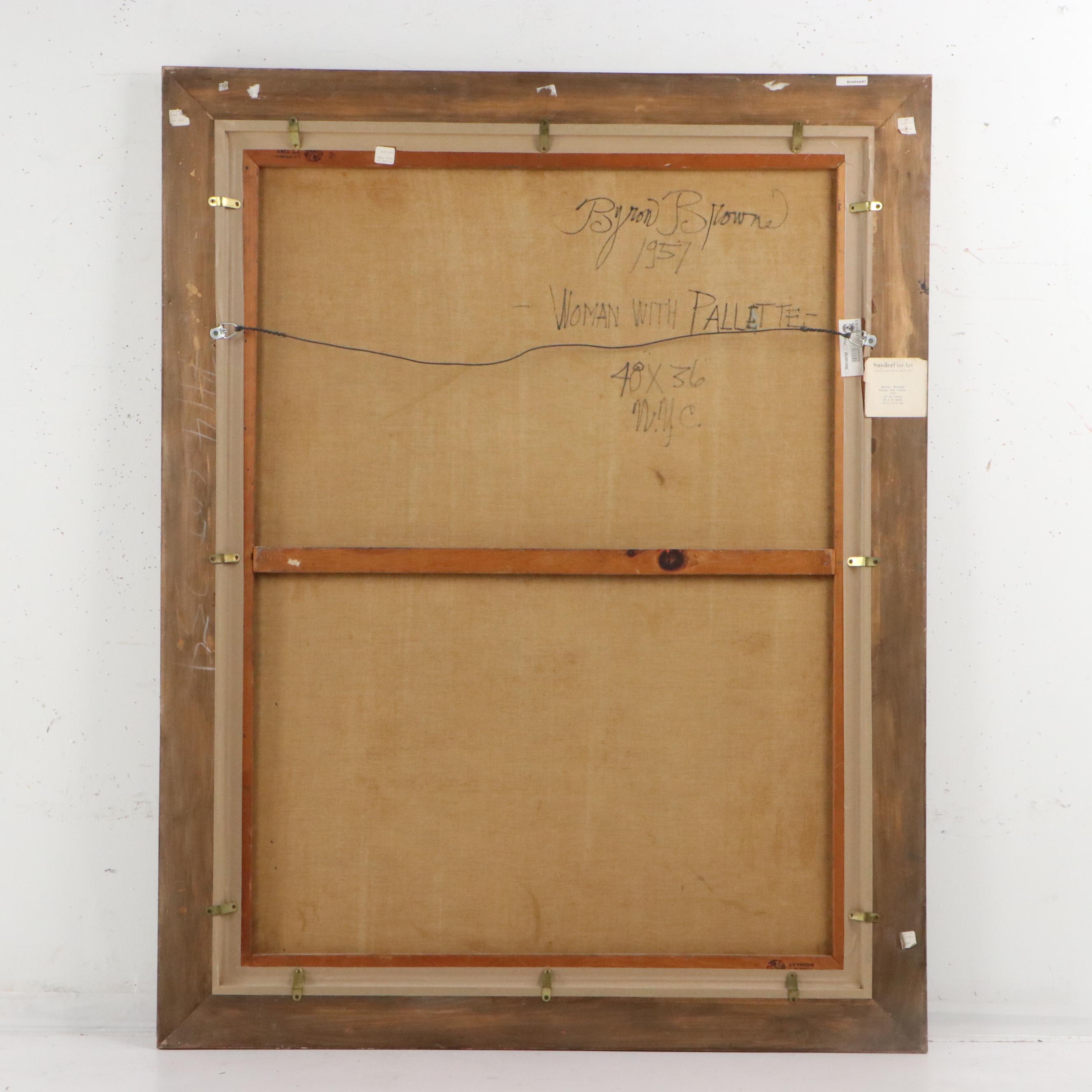 Byron Browne Oil Painting "Woman With Palette," 1957