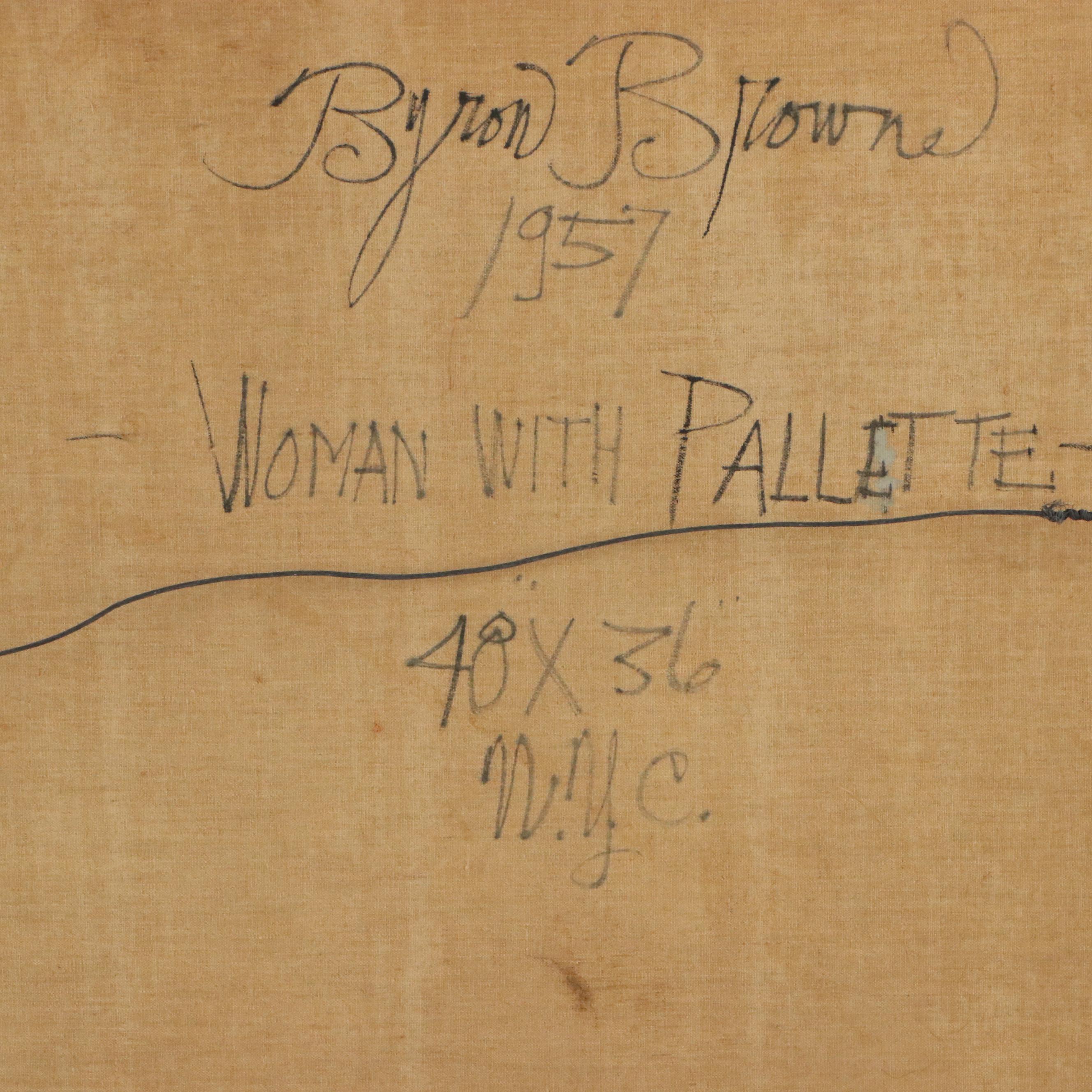 Byron Browne Oil Painting "Woman With Palette," 1957