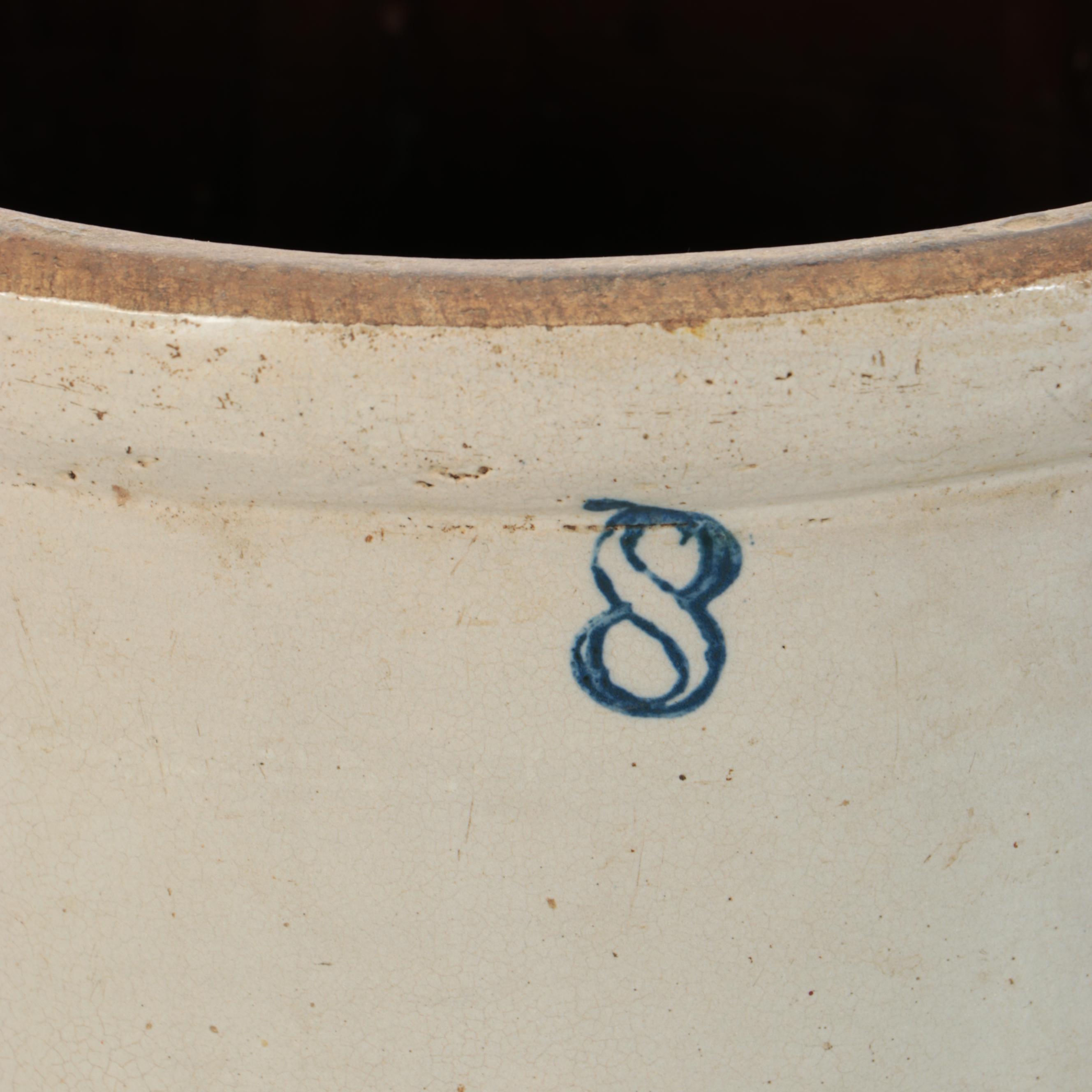 8 Gallon Glazed Stoneware Crock, Late 19th/Early 20th Century