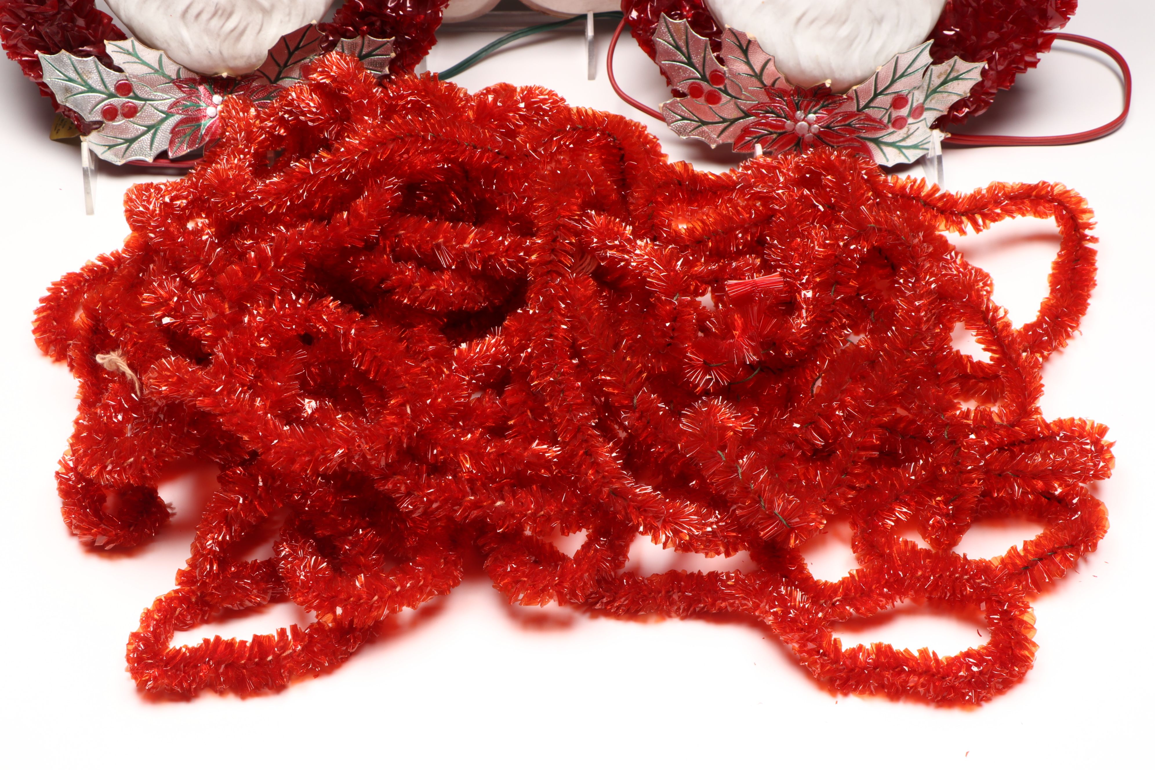 Santa Claus Figure Lights with Cellophane Garland