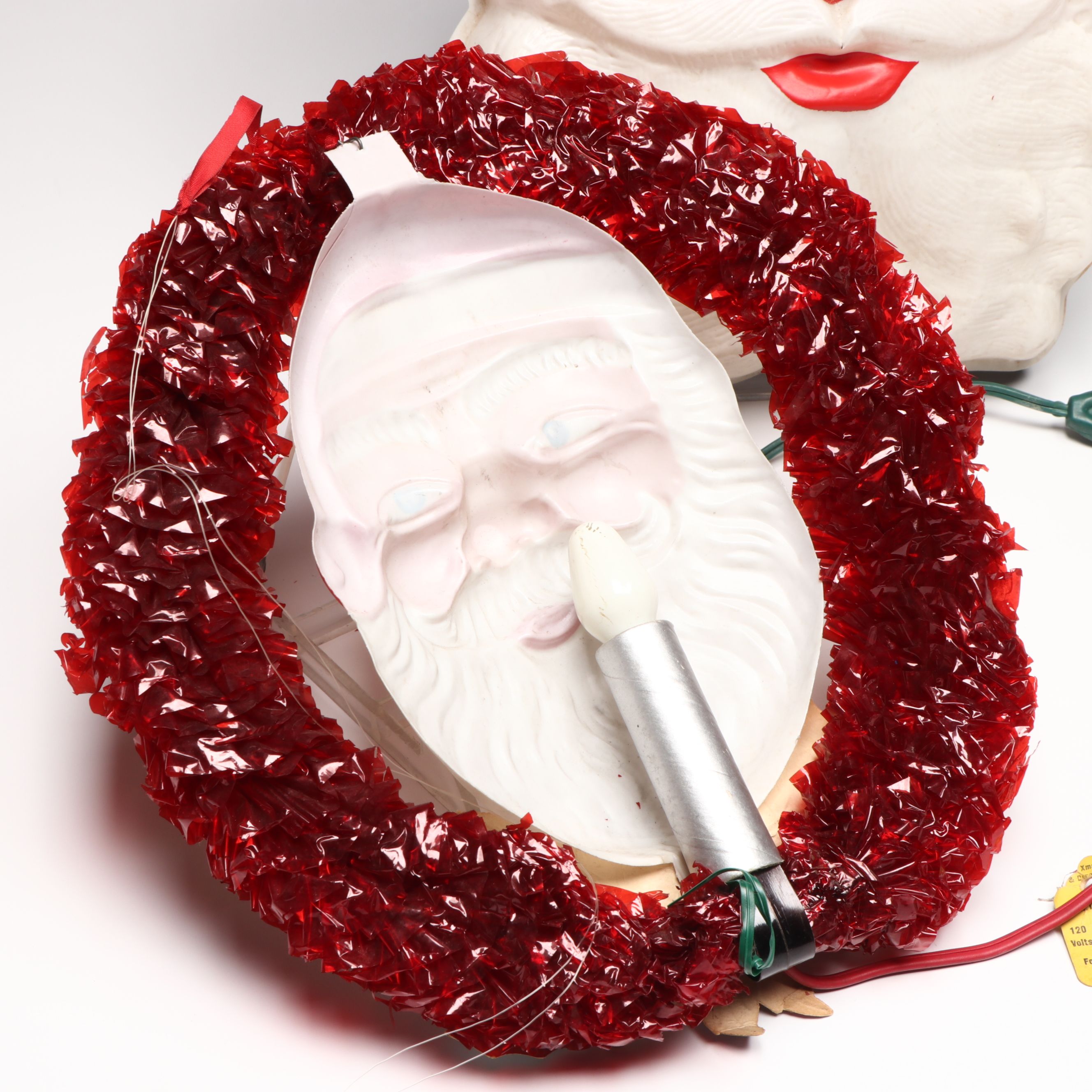 Santa Claus Figure Lights with Cellophane Garland