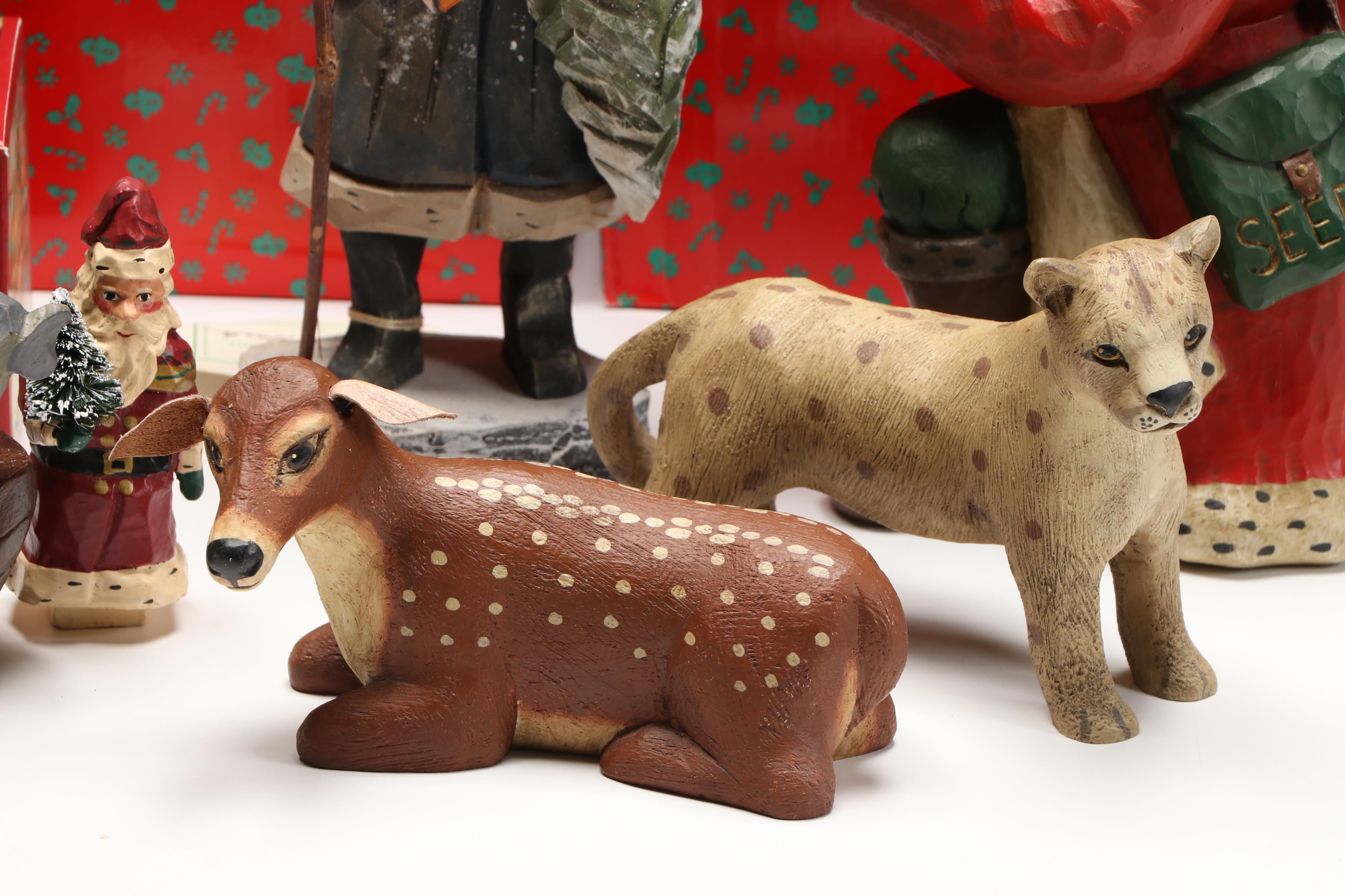 The Whimsical Whittler "Peddler Santa" Hand-Carved Wood Santa and More