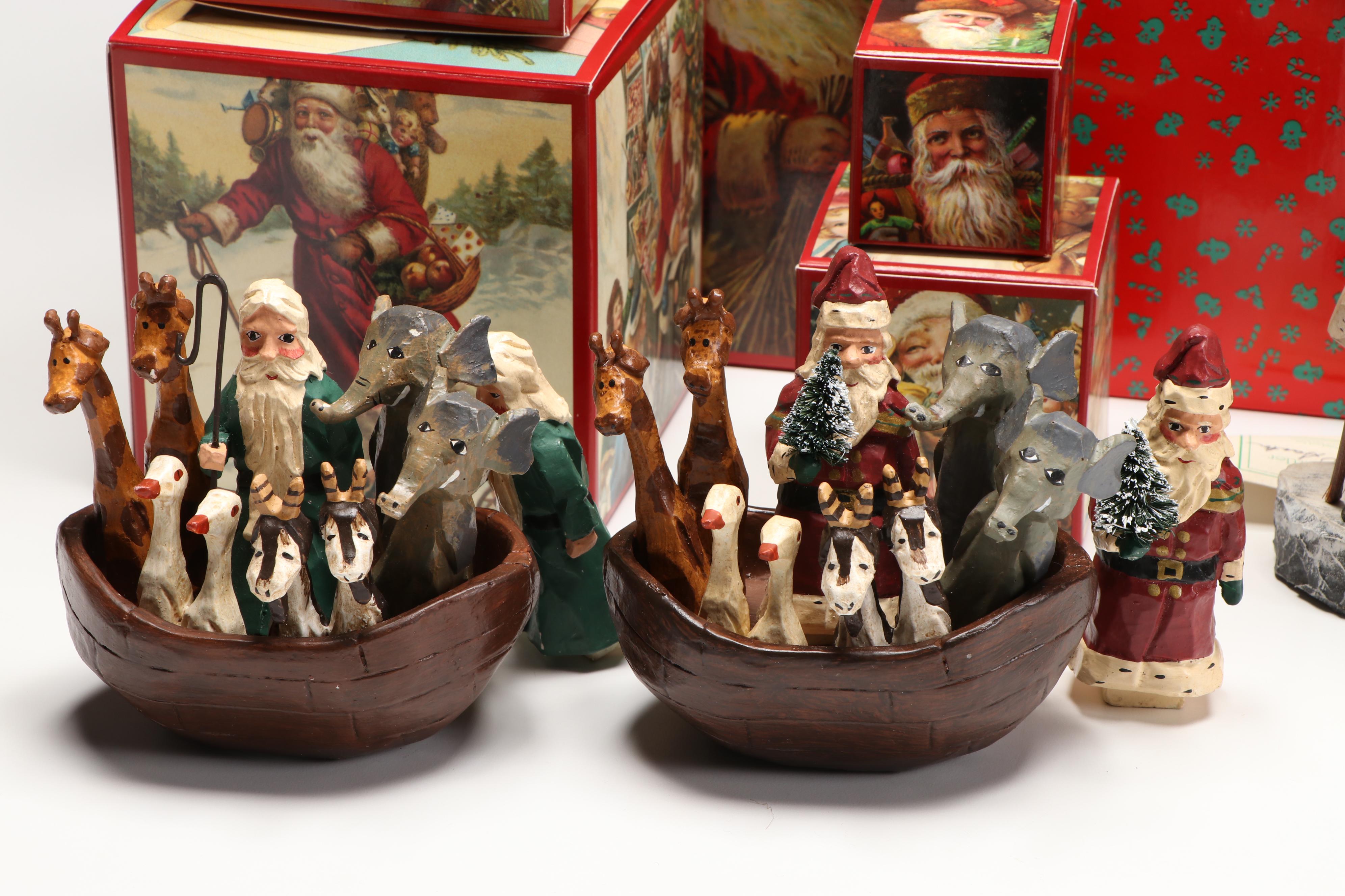 The Whimsical Whittler "Peddler Santa" Hand-Carved Wood Santa and More