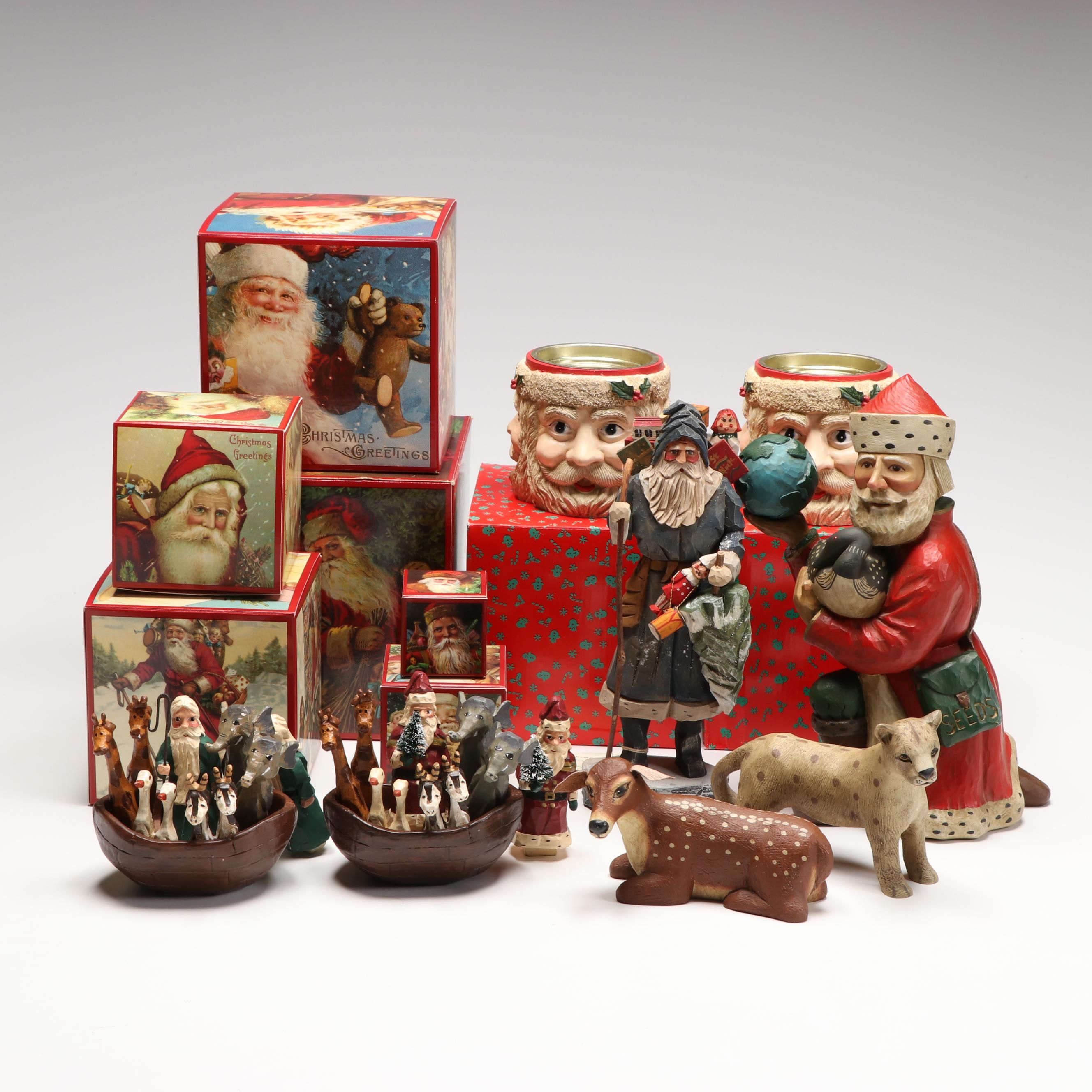 The Whimsical Whittler "Peddler Santa" Hand-Carved Wood Santa and More