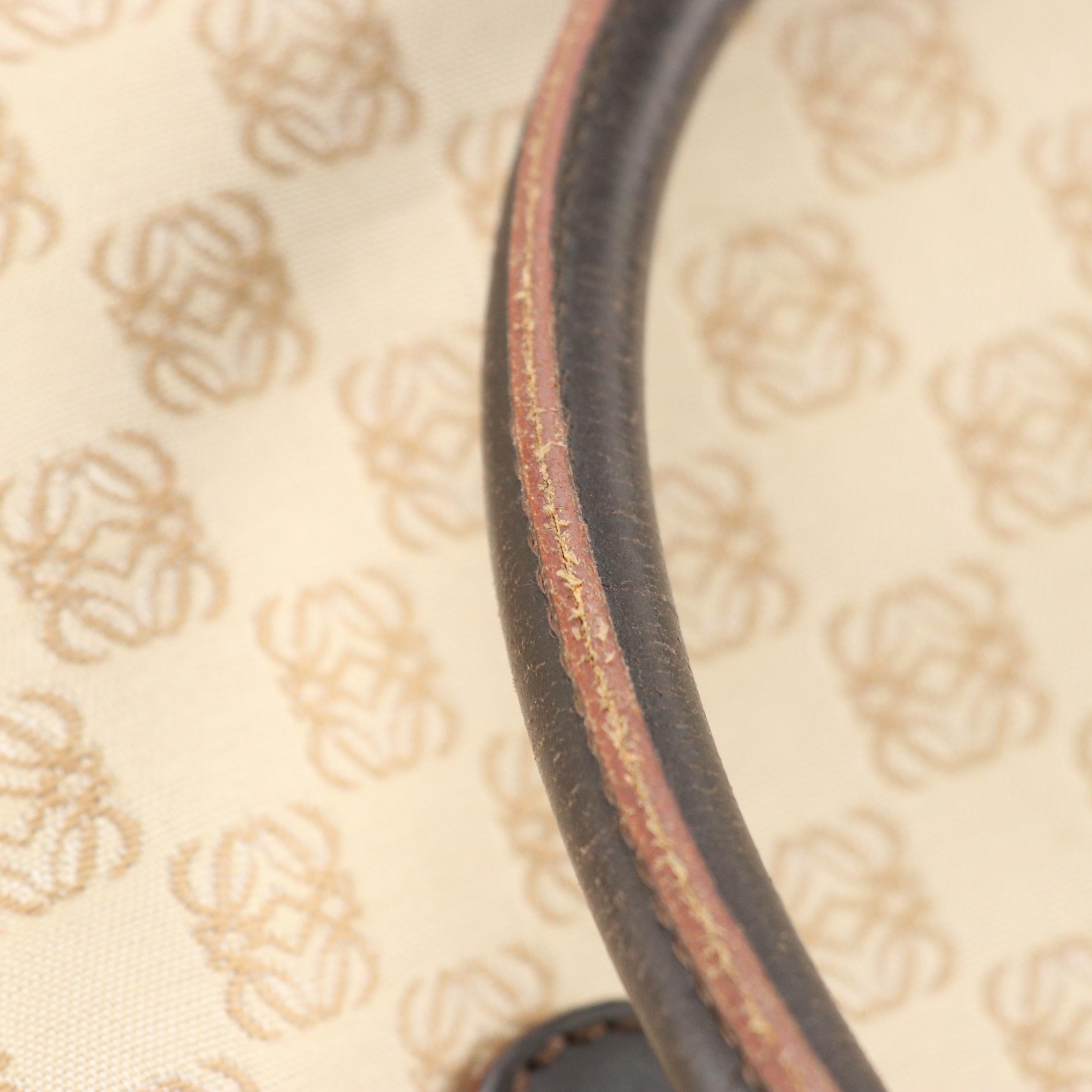 Loewe Anagram Jacquard Canvas Tote Bag with Striped Detail and Leather Trim