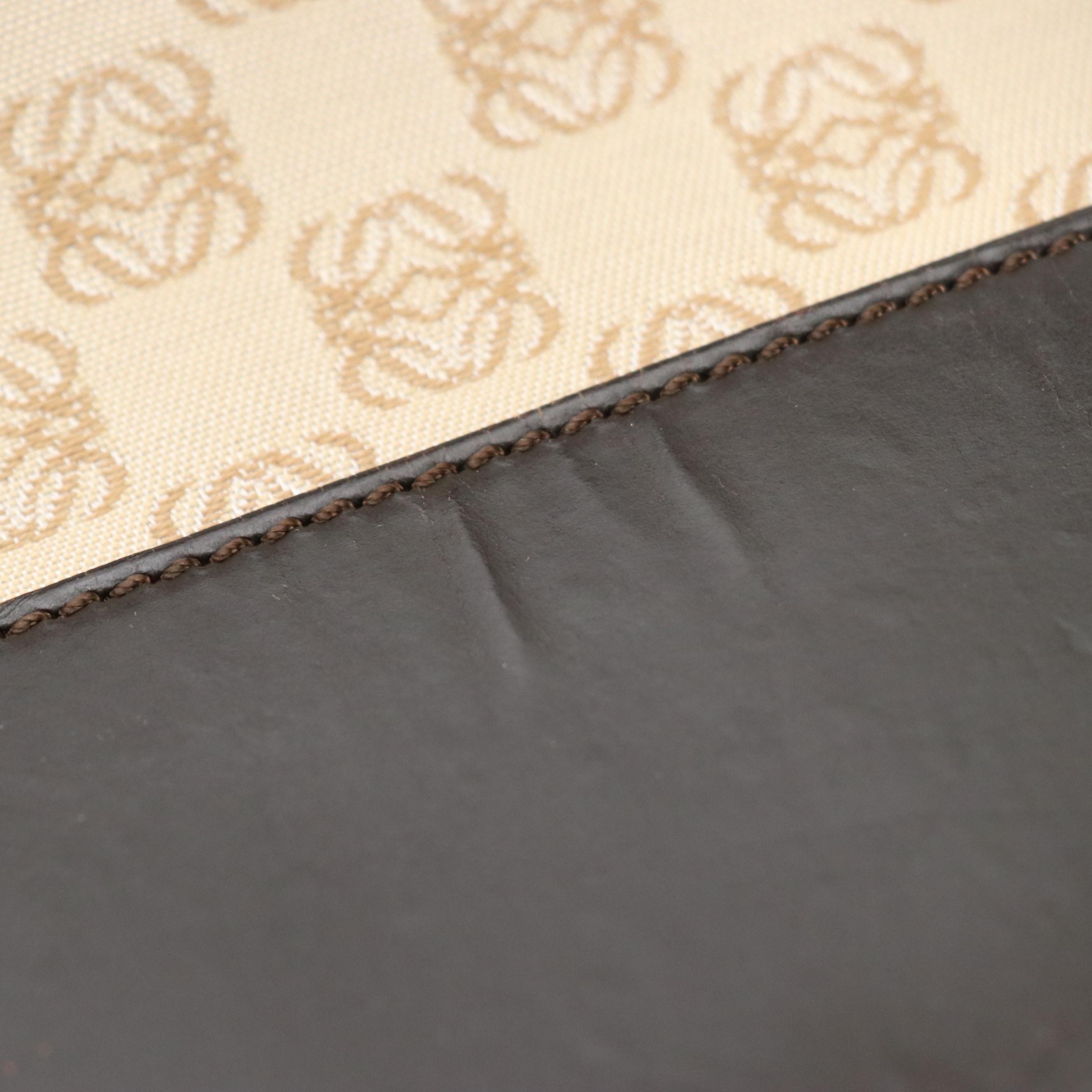 Loewe Anagram Jacquard Canvas Tote Bag with Striped Detail and Leather Trim