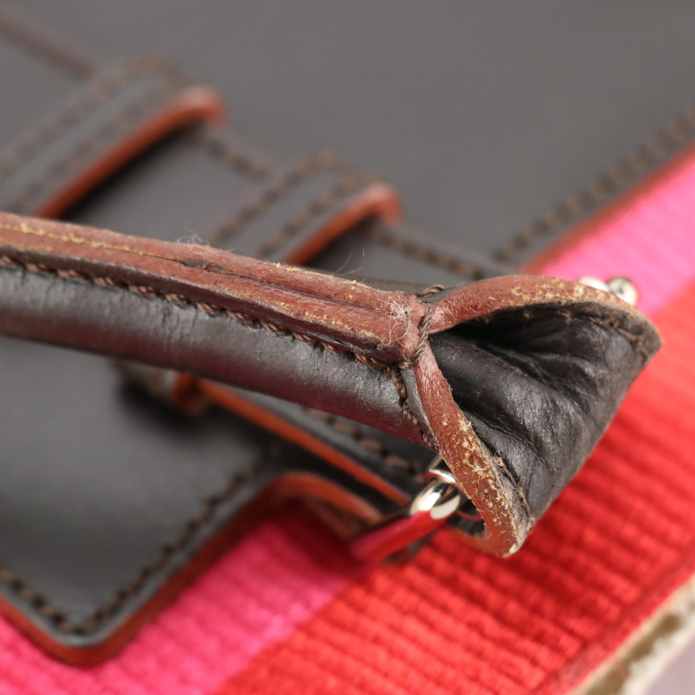 Loewe Anagram Jacquard Canvas Tote Bag with Striped Detail and Leather Trim