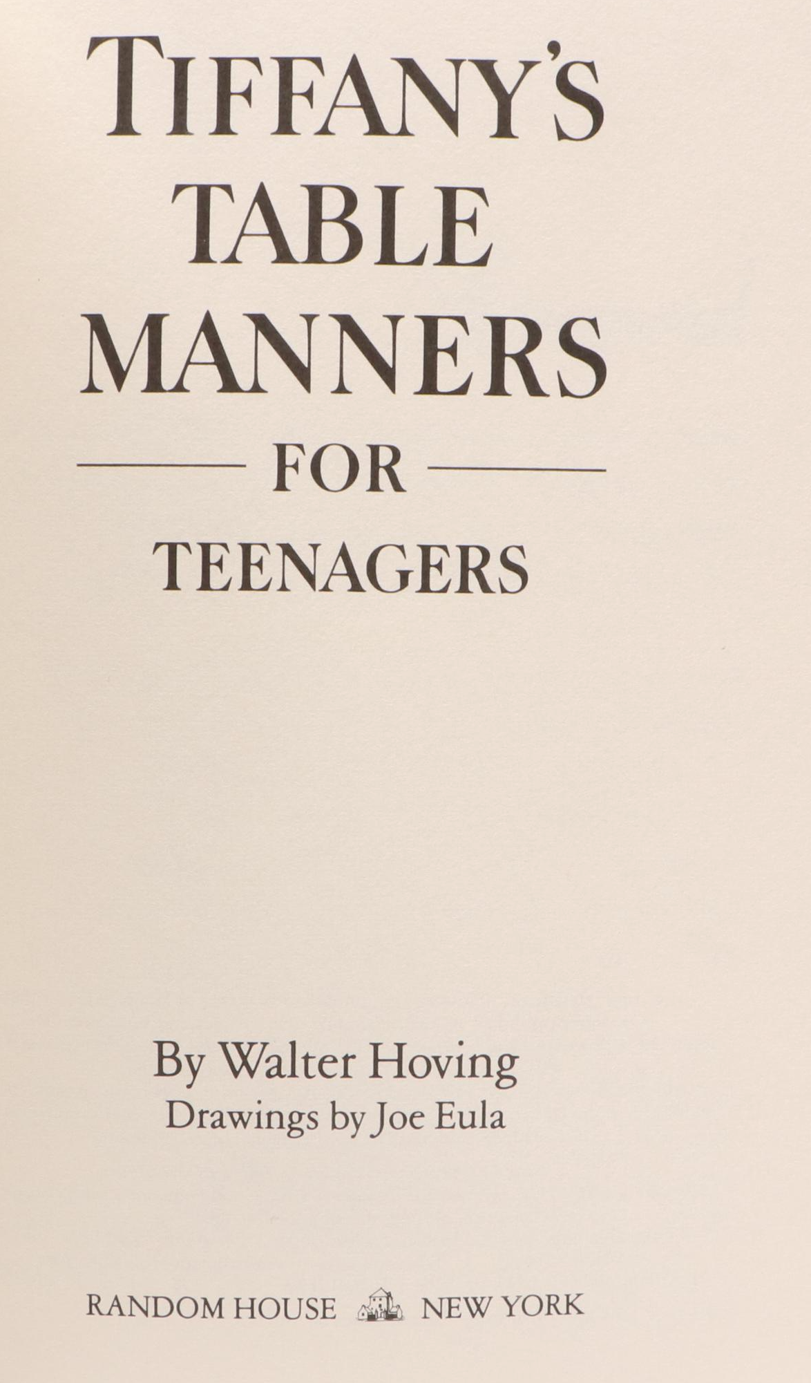 Illustrated "Tiffany's Table Manners for Teenagers" by Walter Hoving