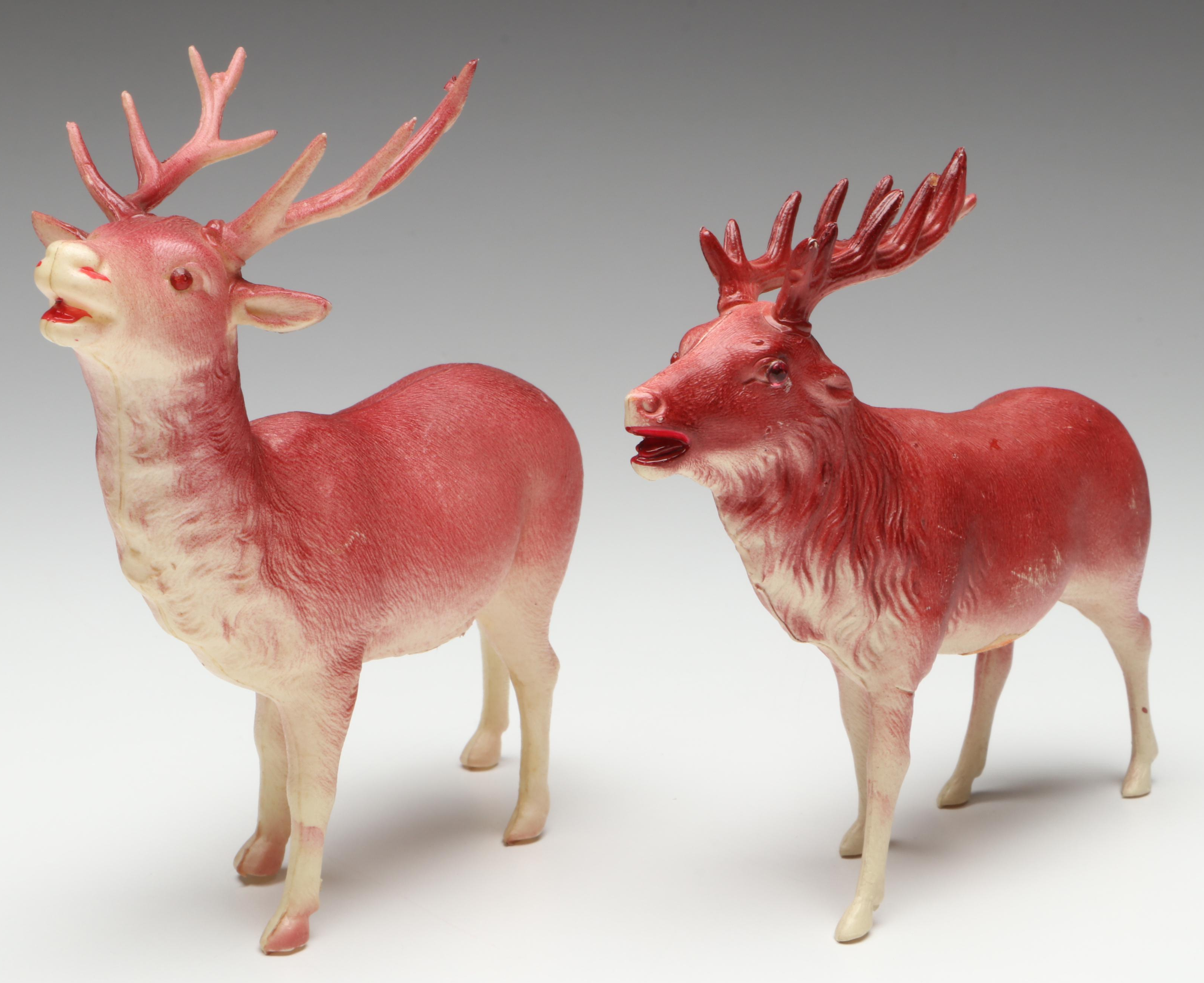 Jewel Eye Reindeer and Other Vintage Celluloid Figurine