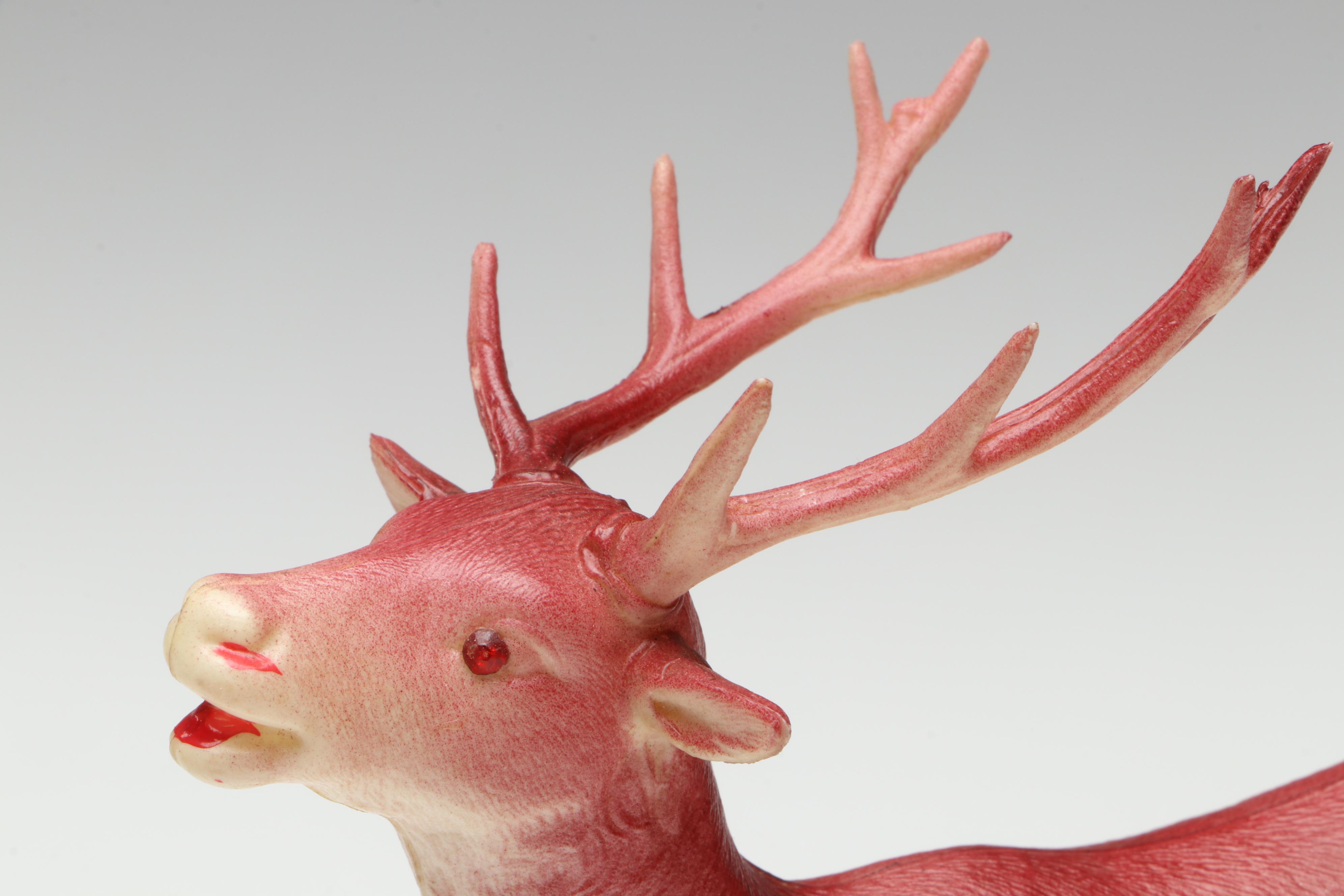 Jewel Eye Reindeer and Other Vintage Celluloid Figurine