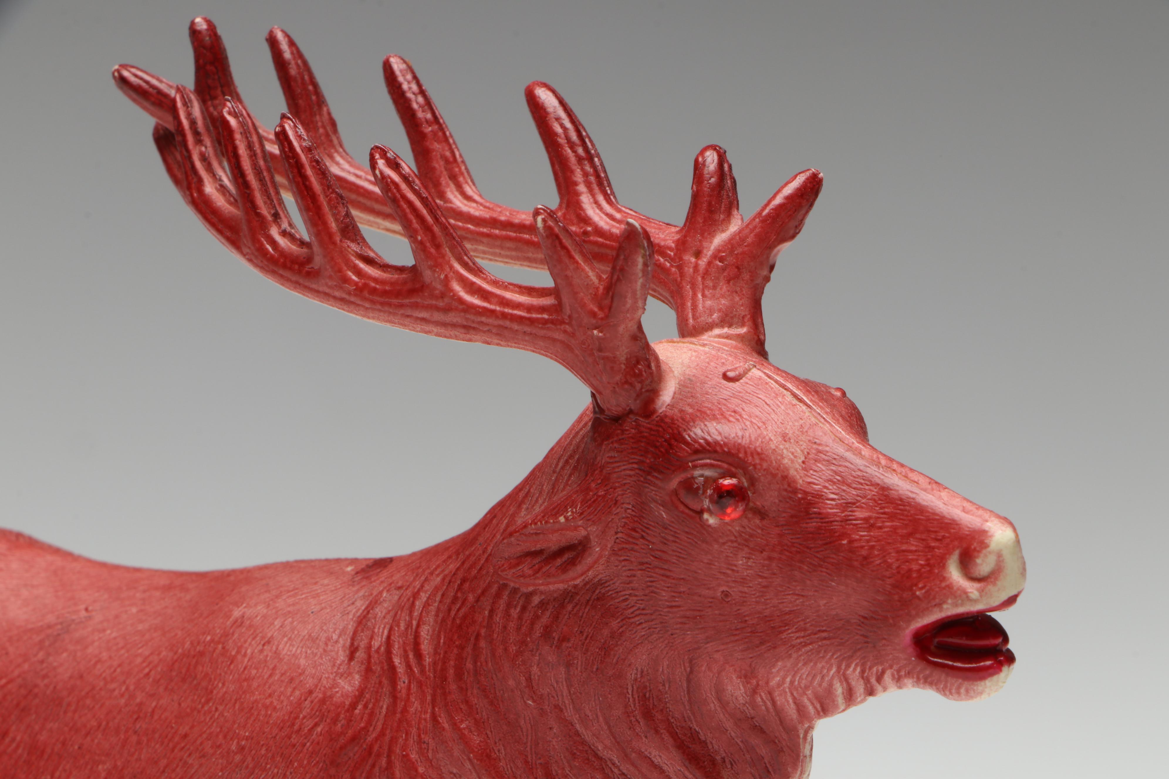 Jewel Eye Reindeer and Other Vintage Celluloid Figurine