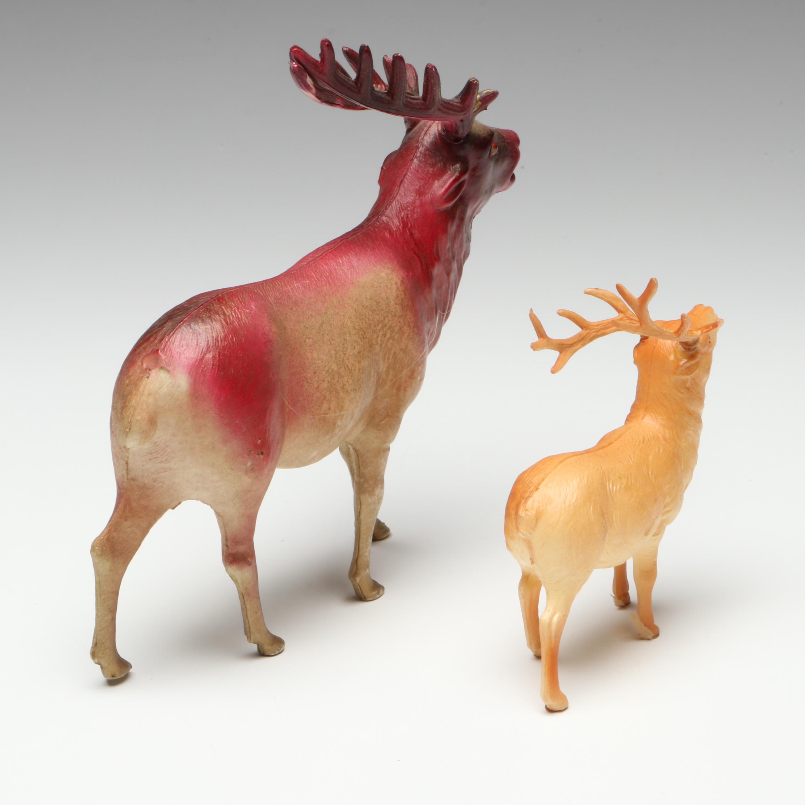Jewel Eye Reindeer and Other Vintage Celluloid Figurine