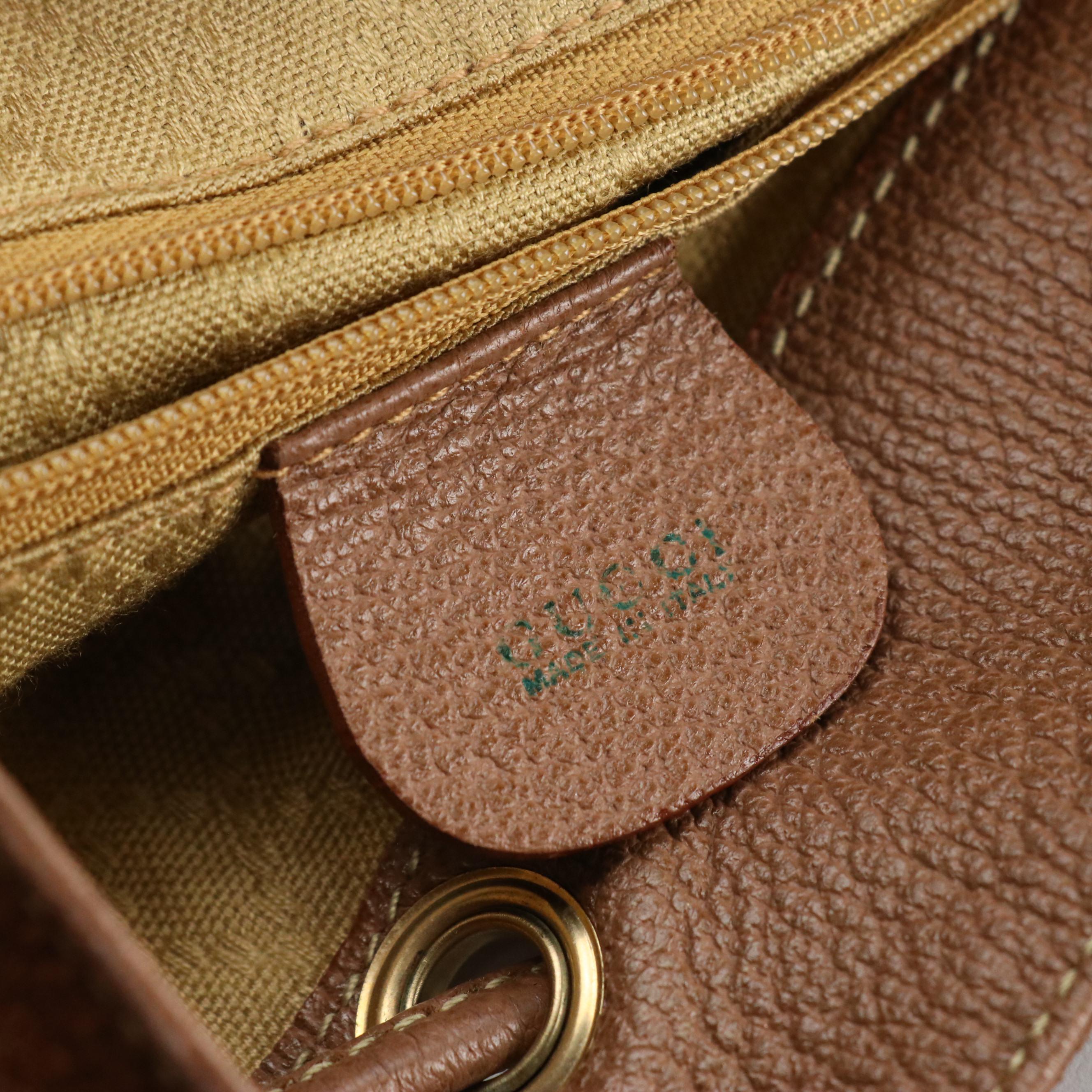 Gucci Bamboo Handle Double Pocket Backpack in Brown Suede and Leather