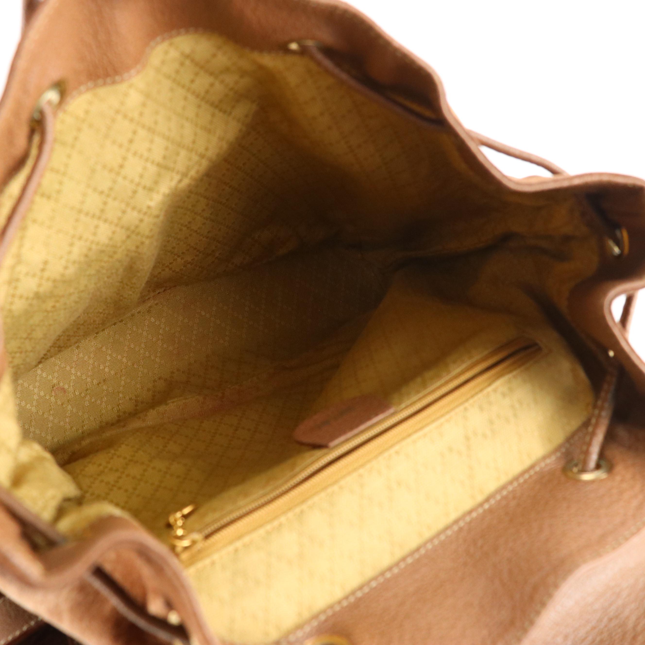 Gucci Bamboo Handle Double Pocket Backpack in Brown Suede and Leather