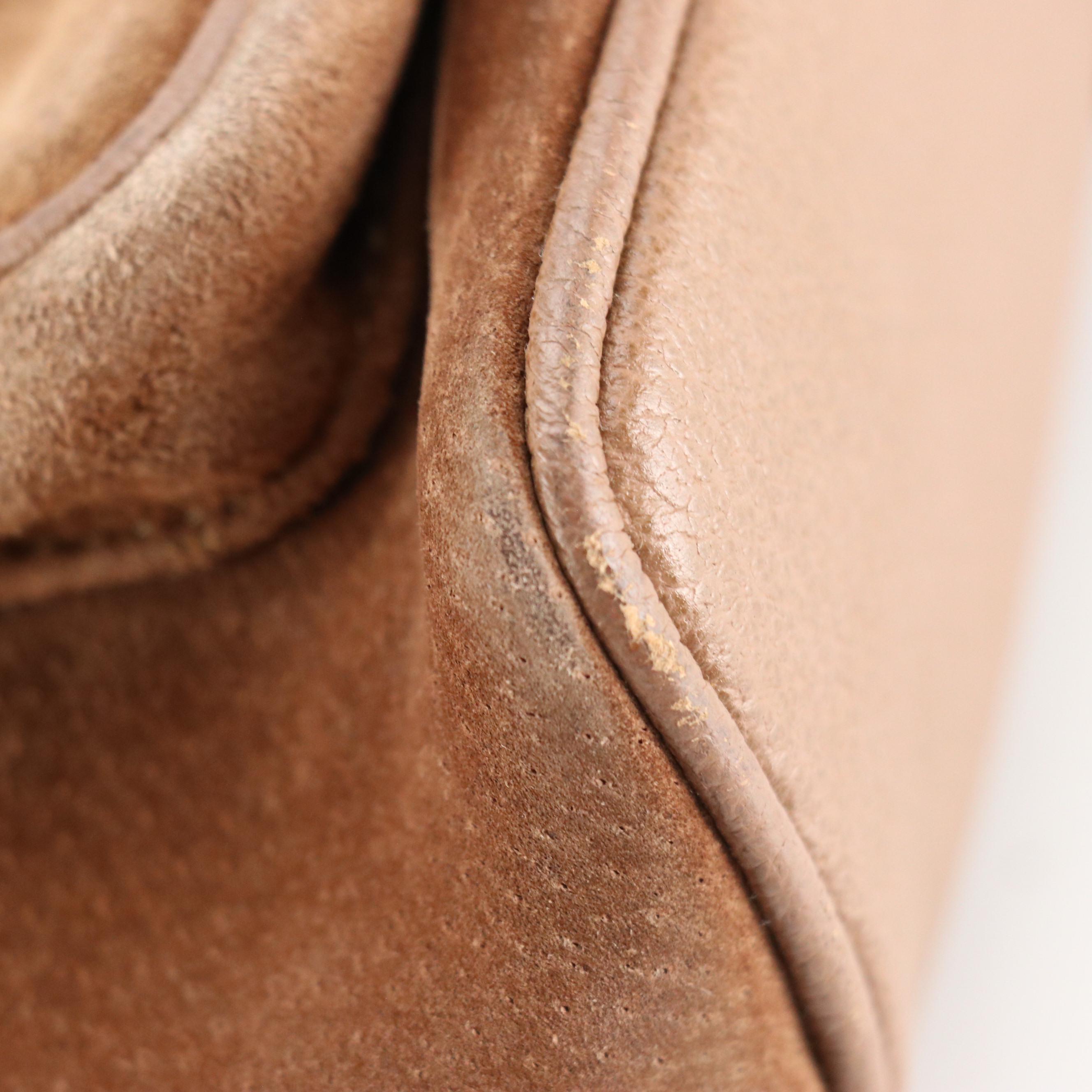 Gucci Bamboo Handle Double Pocket Backpack in Brown Suede and Leather