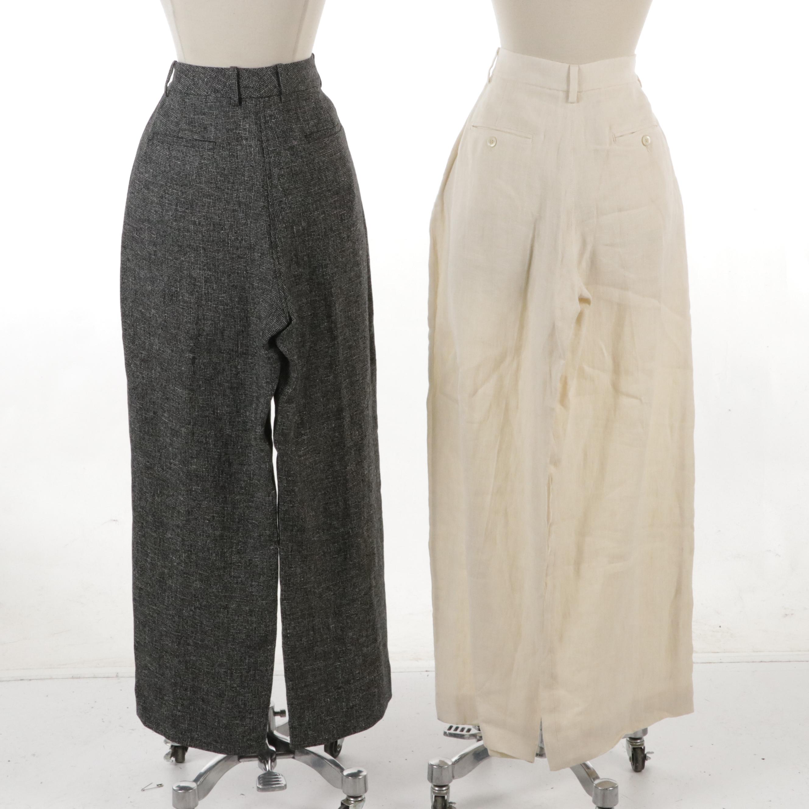Weekend by MaxMara Cream Linen Trousers and Lafayette 148 "Gates" Dress Pants