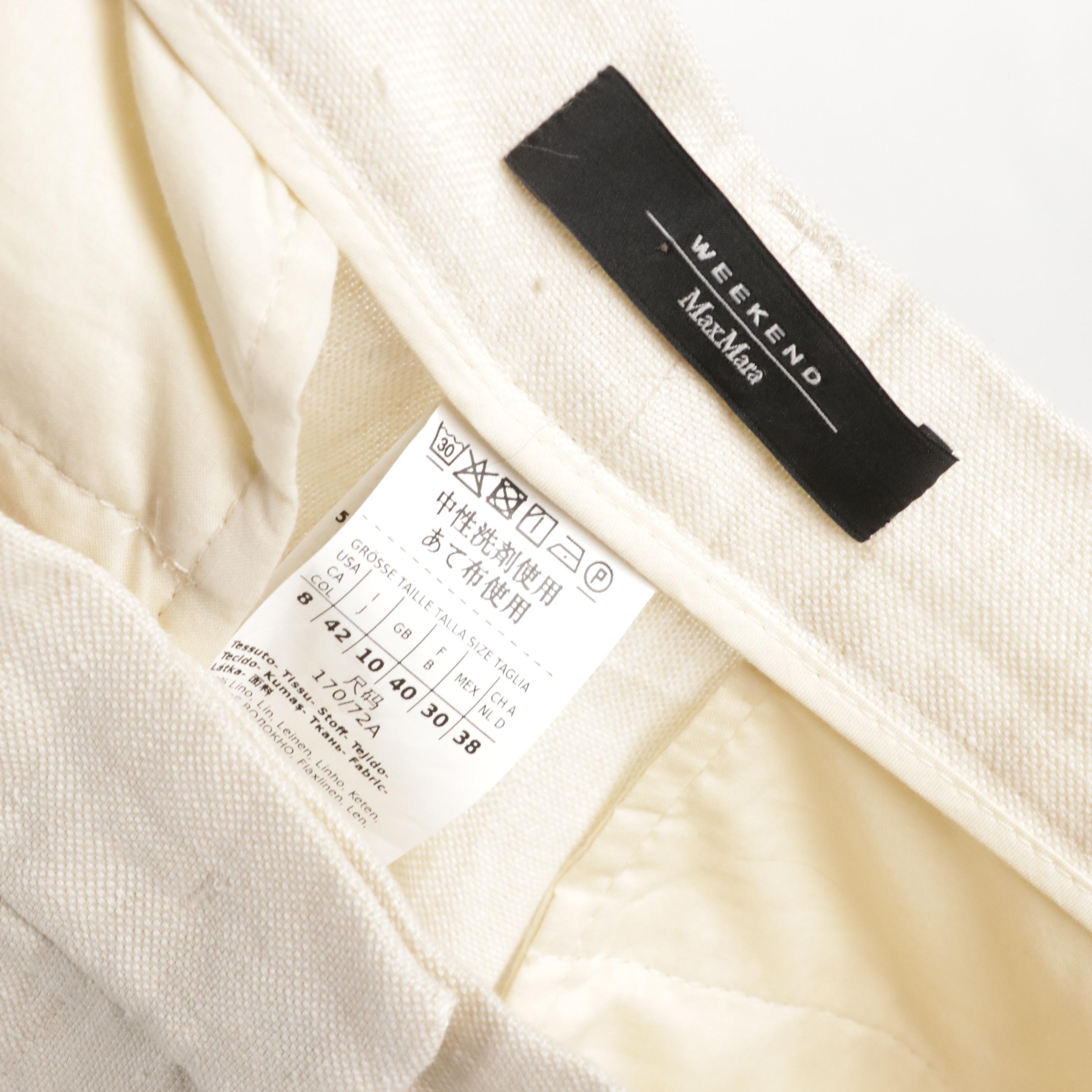 Weekend by MaxMara Cream Linen Trousers and Lafayette 148 "Gates" Dress Pants