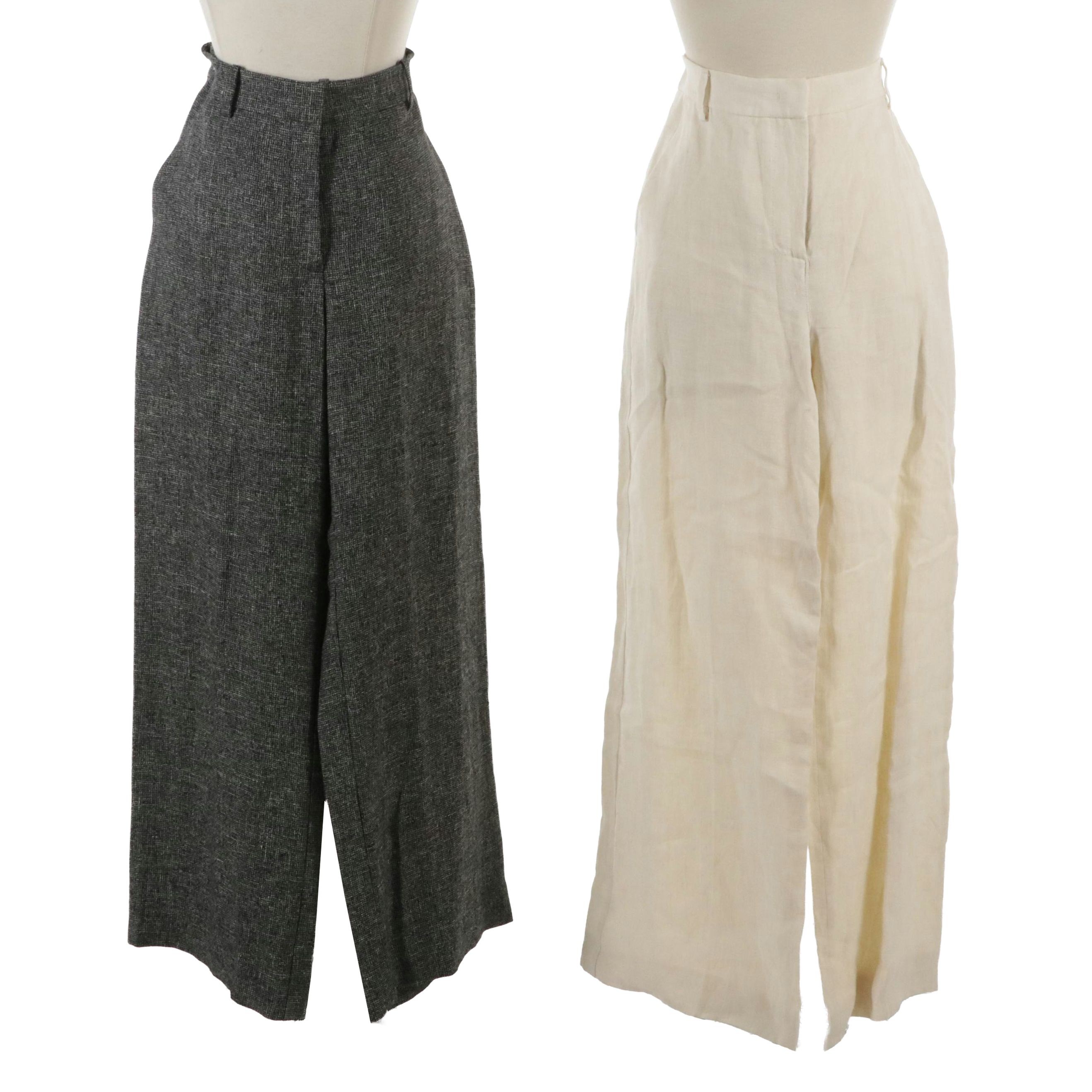 Weekend by MaxMara Cream Linen Trousers and Lafayette 148 "Gates" Dress Pants