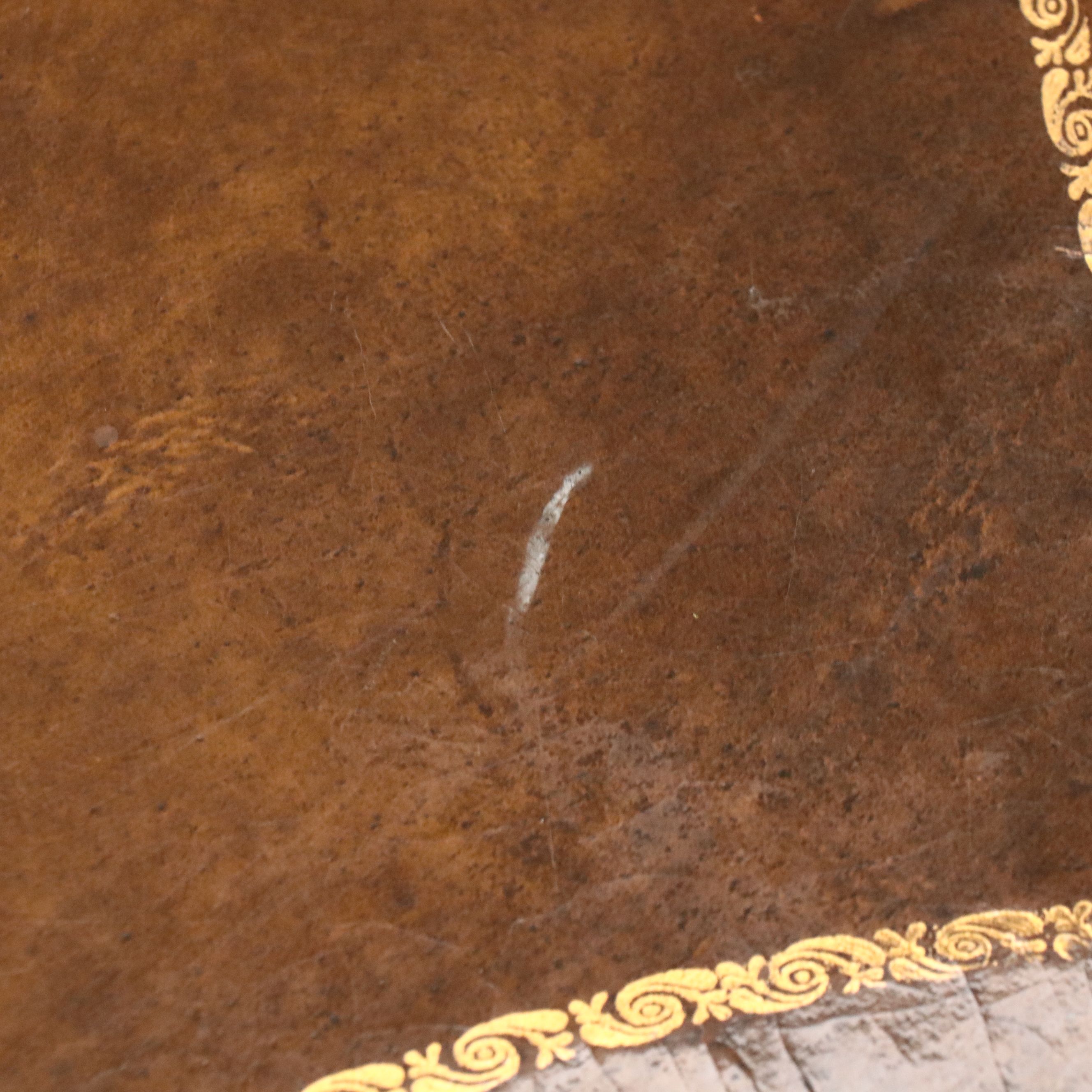 Regency Style Mahogany Coffee Table with Tooled Leather Top, Mid to Late 20th C.