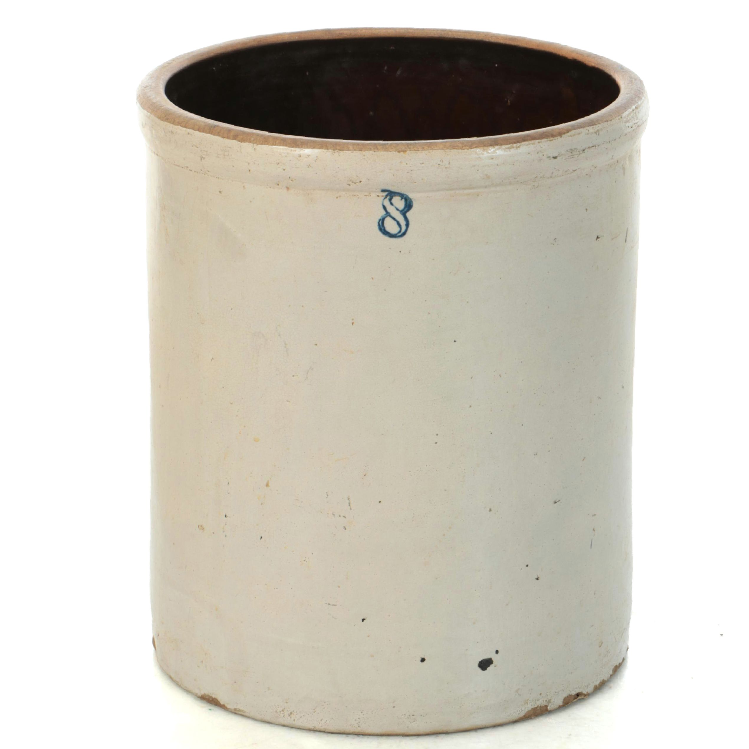 8 Gallon Glazed Stoneware Crock, Late 19th/Early 20th Century