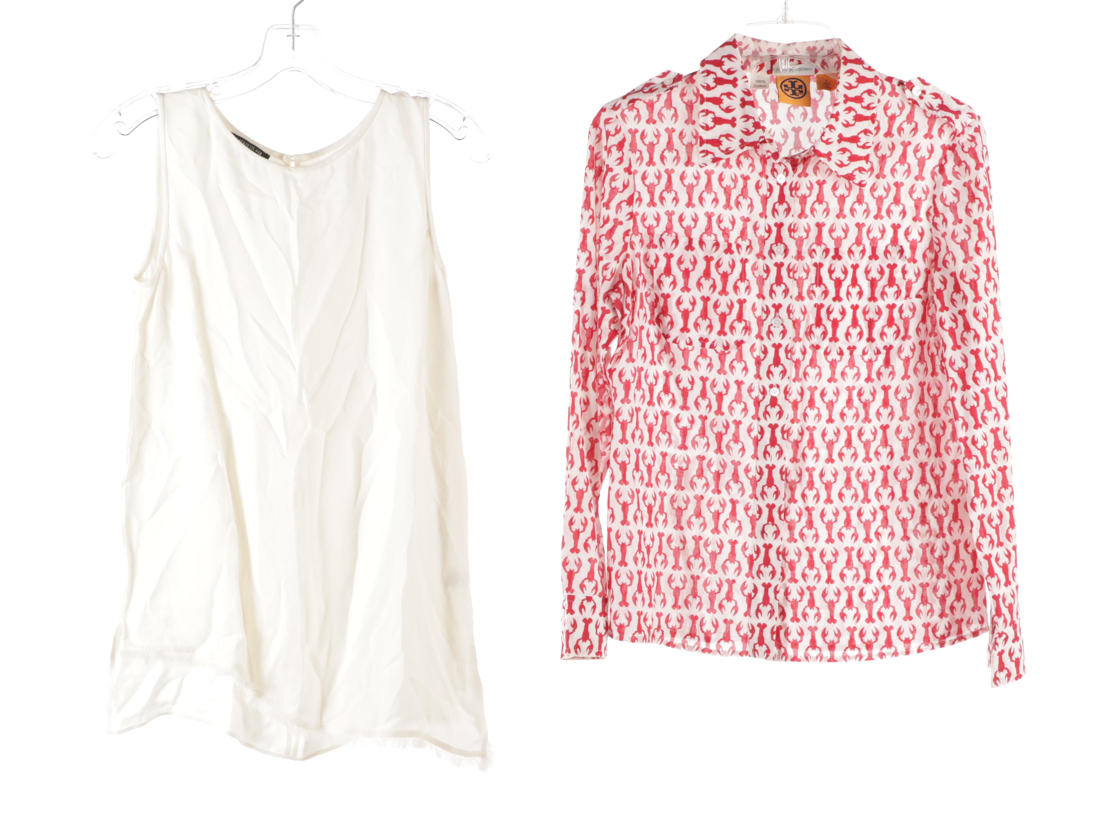 Lafayette 148  Silk Tank Top, Tory Burch Lobster Printed Button-Up Top & More