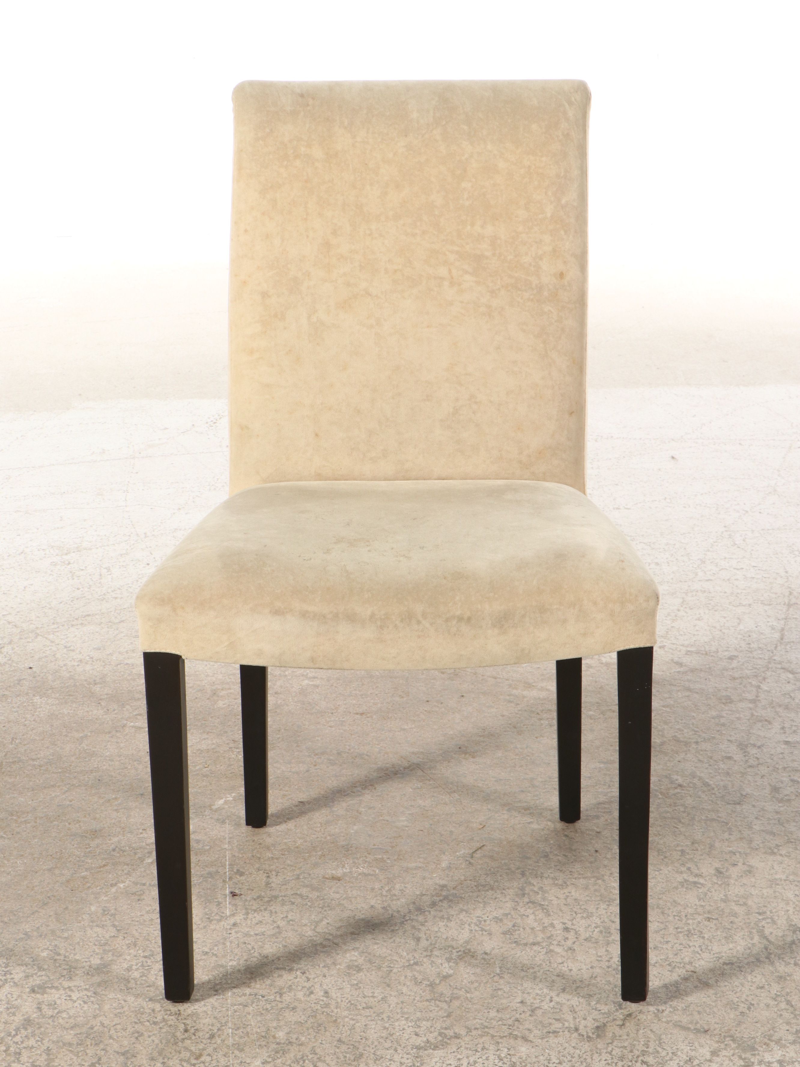 Seven-Piece Modern Dining Set with Chrome and Smoke Glass Pedestal Table