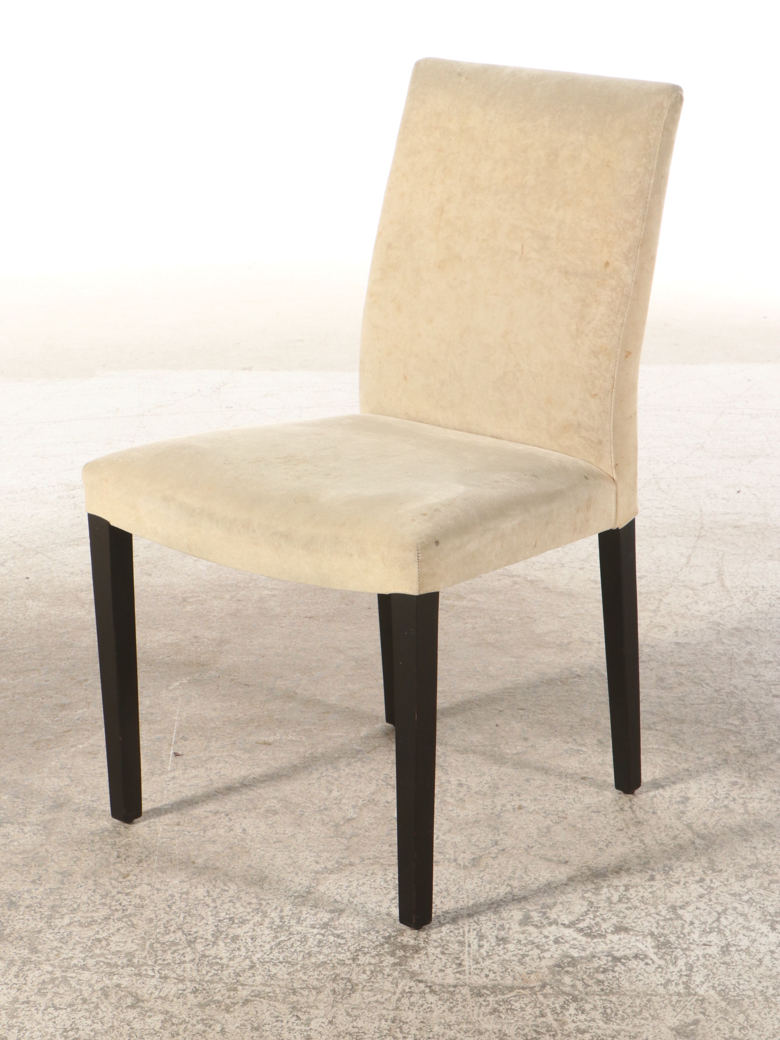 Seven-Piece Modern Dining Set with Chrome and Smoke Glass Pedestal Table