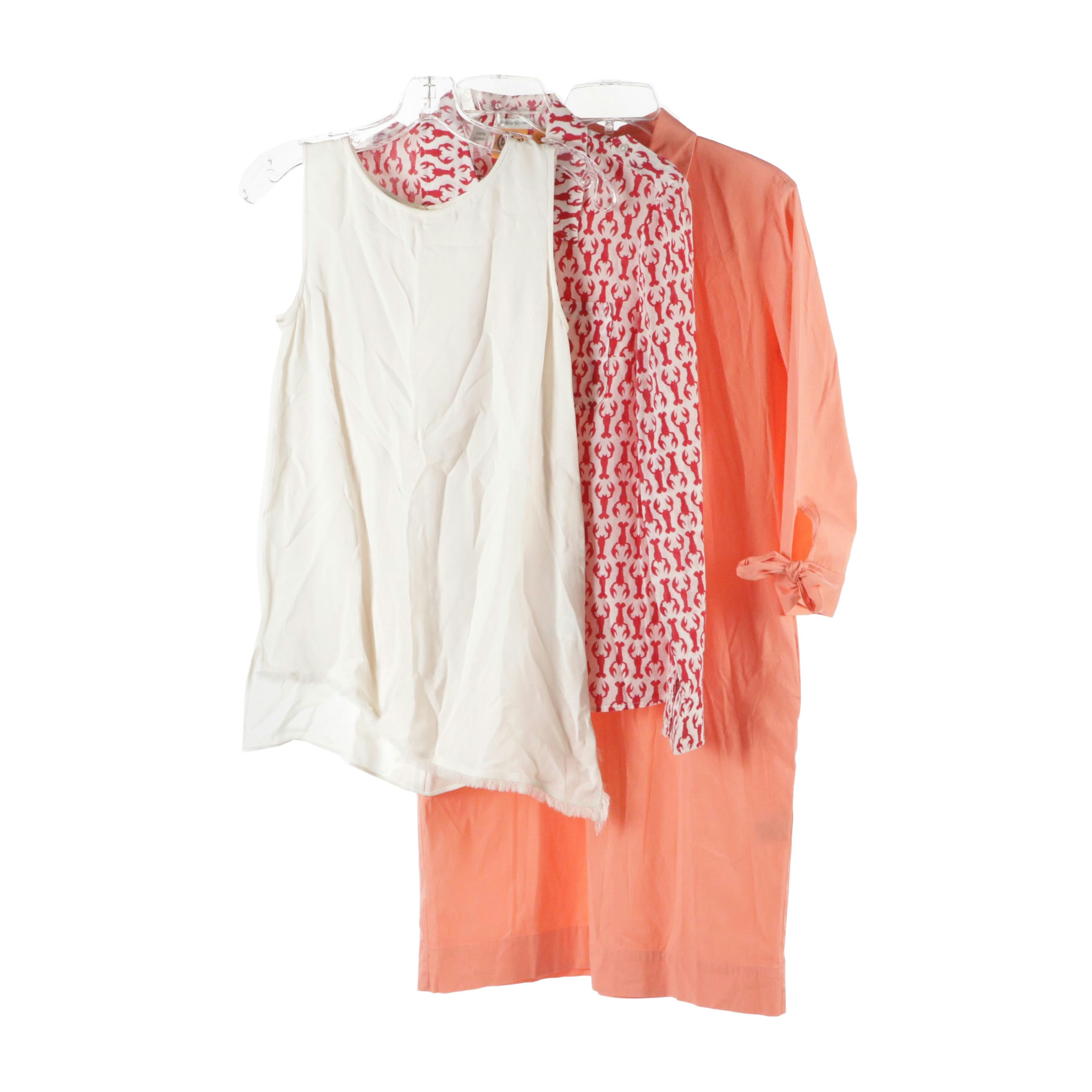 Lafayette 148  Silk Tank Top, Tory Burch Lobster Printed Button-Up Top & More