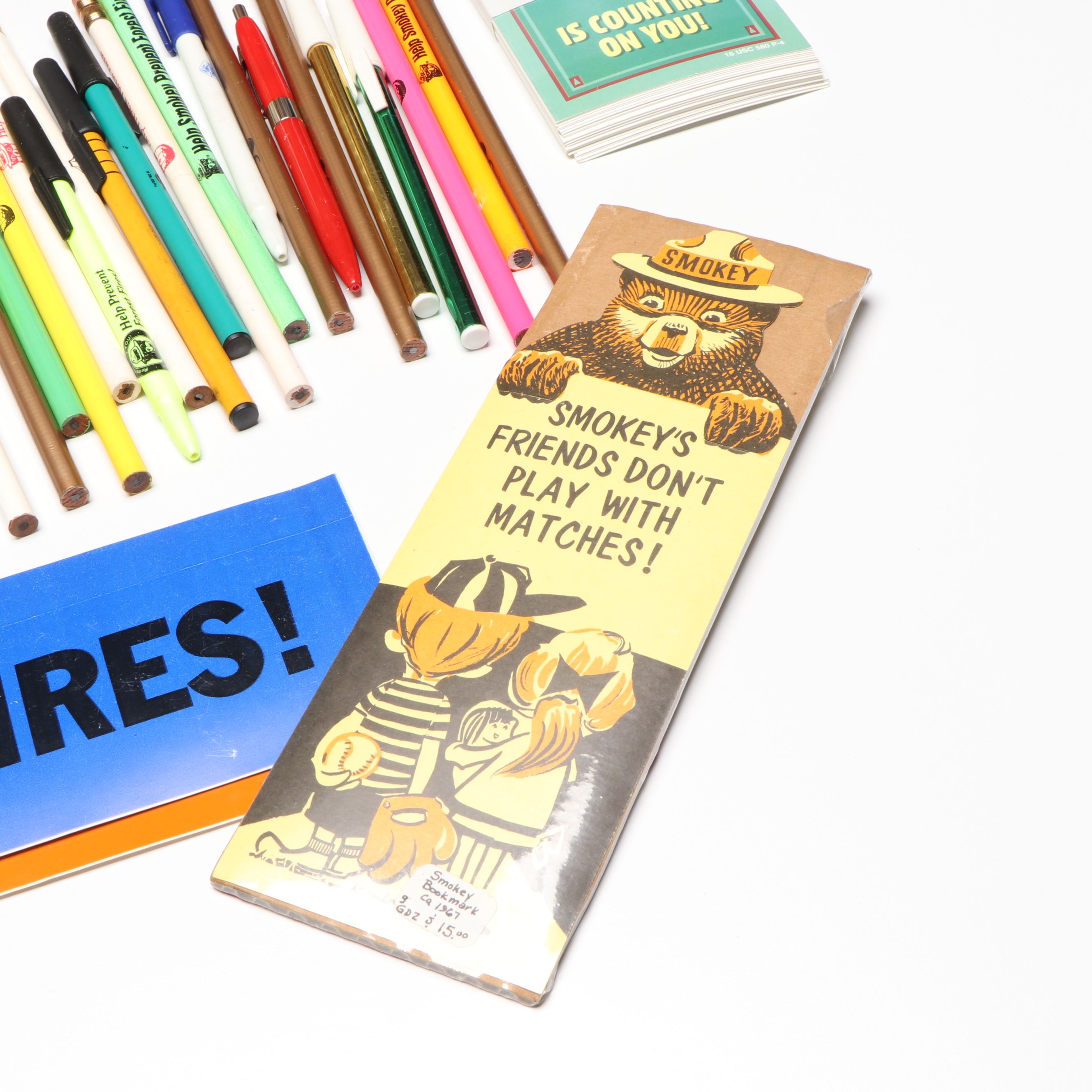 "Smokey the Bear" Vintage Plush Toy, Metal Pins, Ephemera and More Collectibles