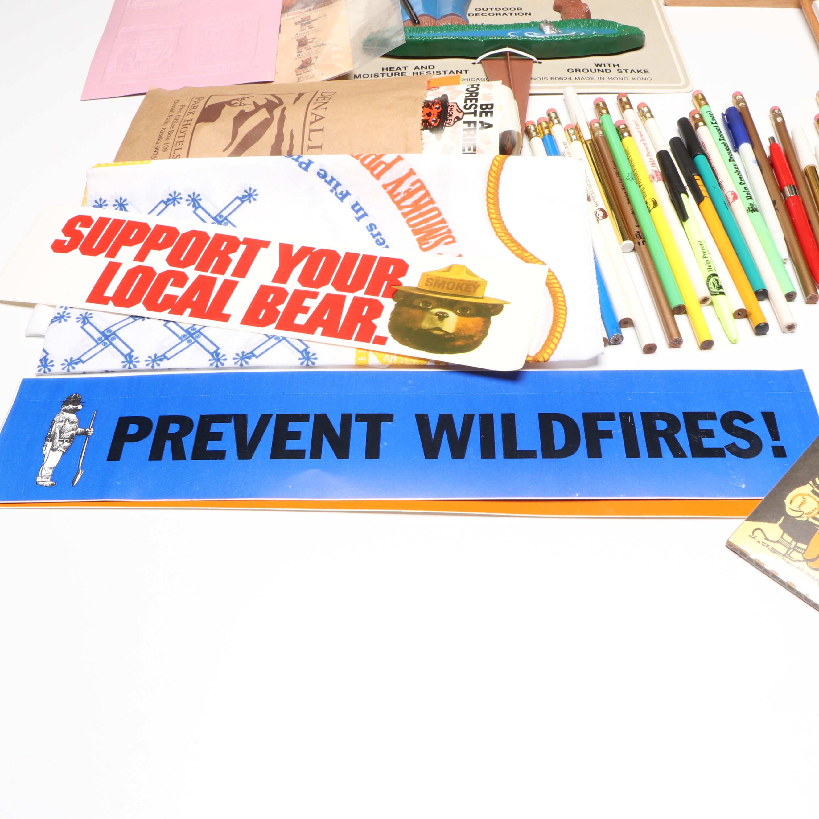 "Smokey the Bear" Vintage Plush Toy, Metal Pins, Ephemera and More Collectibles