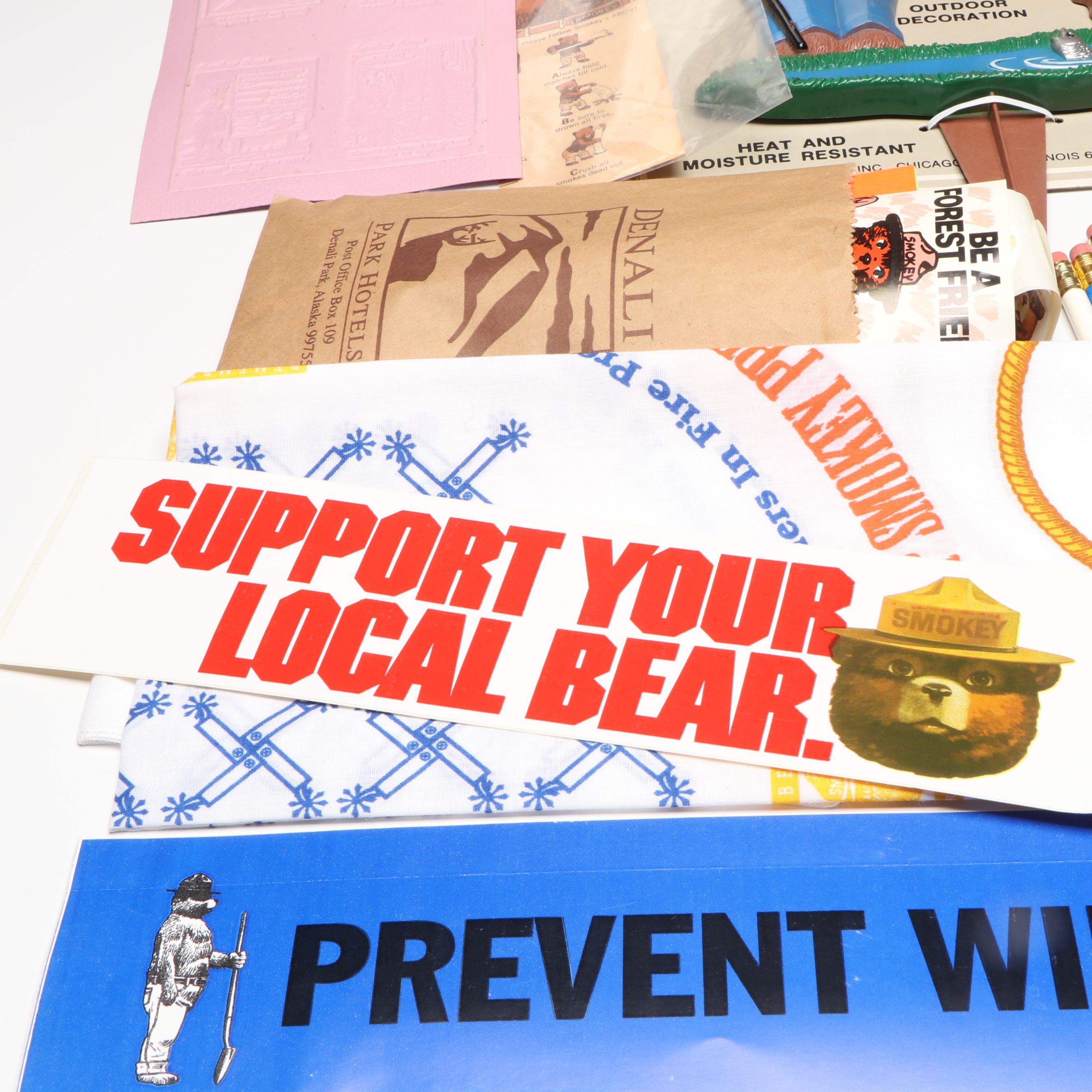 "Smokey the Bear" Vintage Plush Toy, Metal Pins, Ephemera and More Collectibles