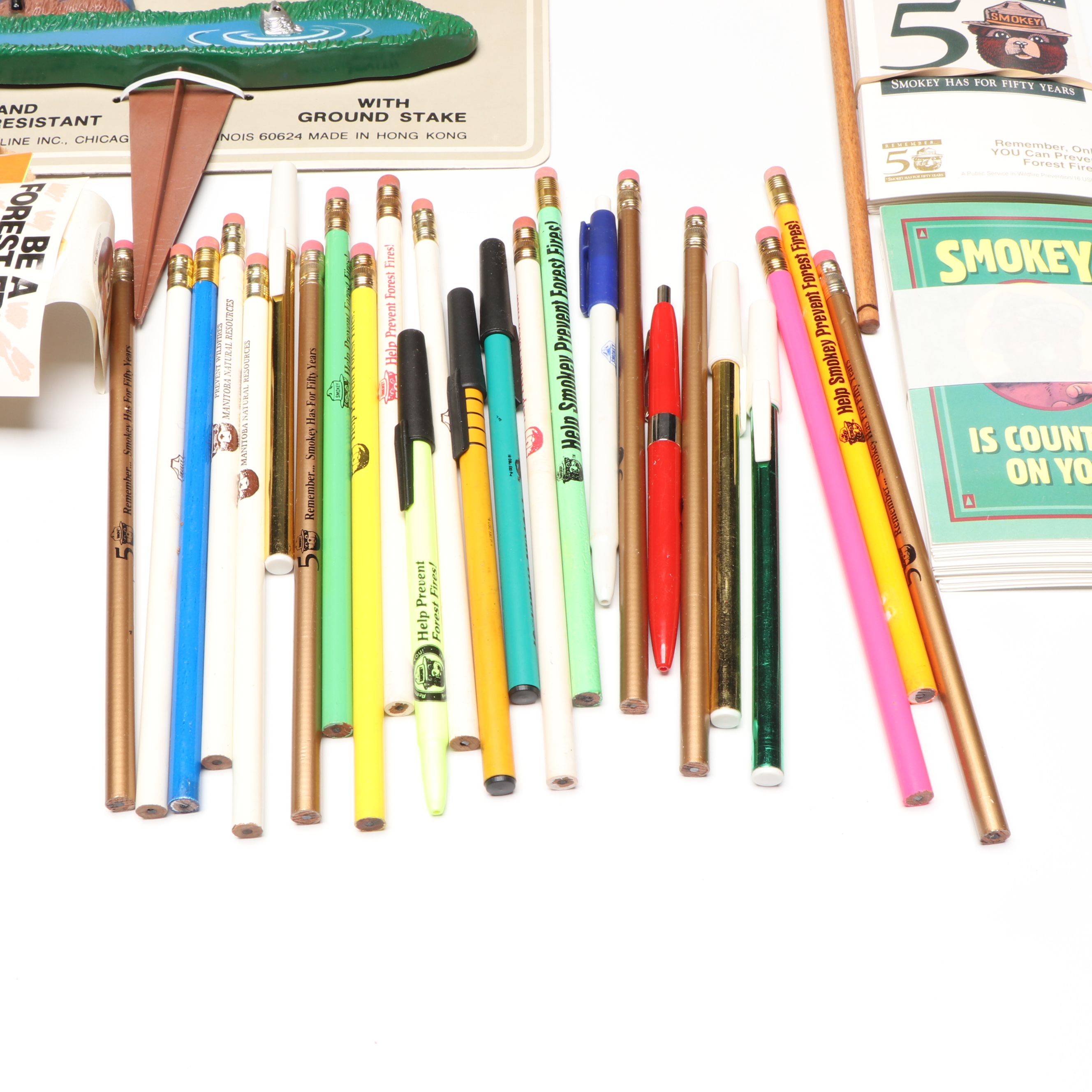 "Smokey the Bear" Vintage Plush Toy, Metal Pins, Ephemera and More Collectibles