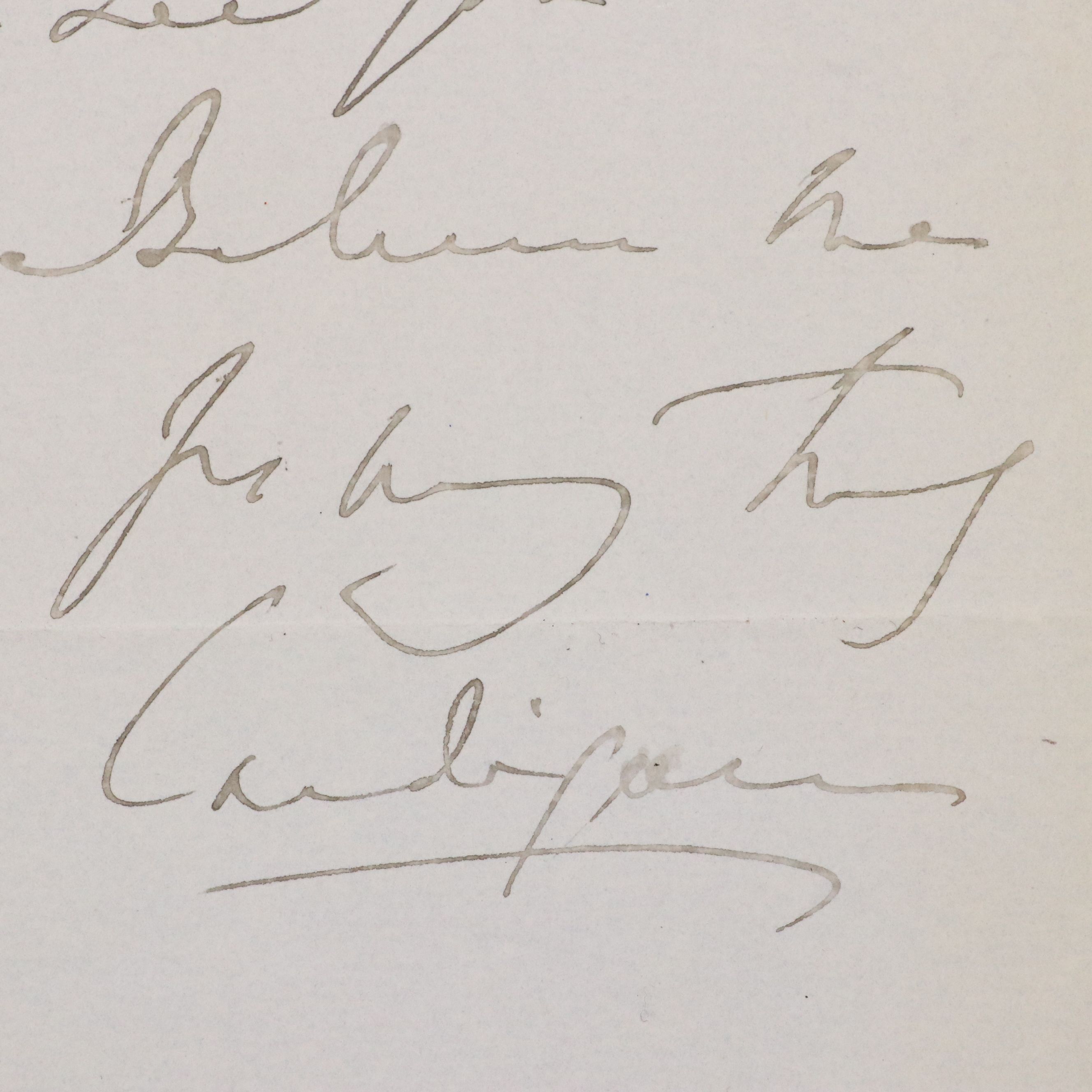James Brudenell, 7th Earl of Cardigan Signed Note, 19th Century