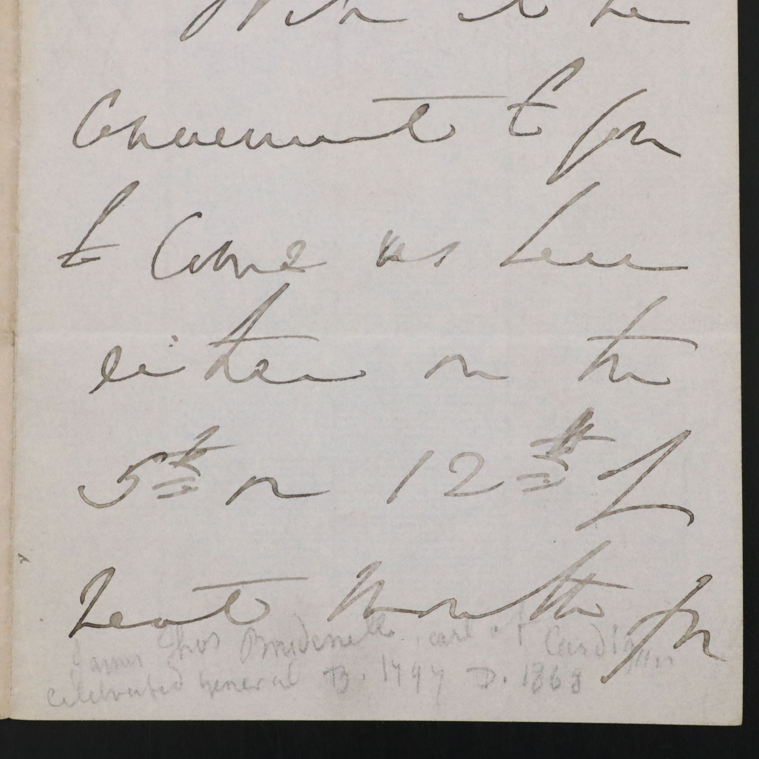 James Brudenell, 7th Earl of Cardigan Signed Note, 19th Century