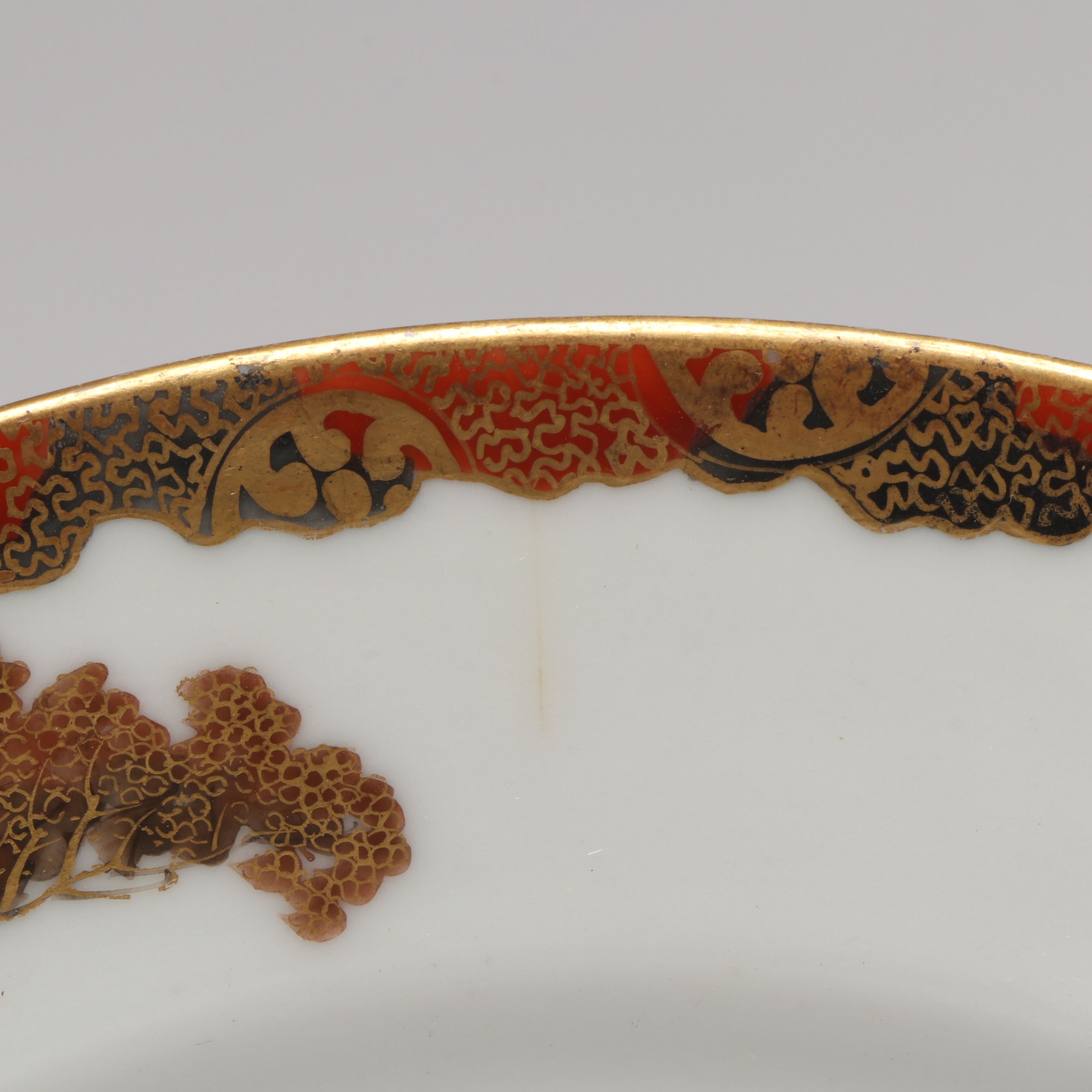 Japanese Satsuma and Kutani Porcelain Plates with Imari Tray, Antique