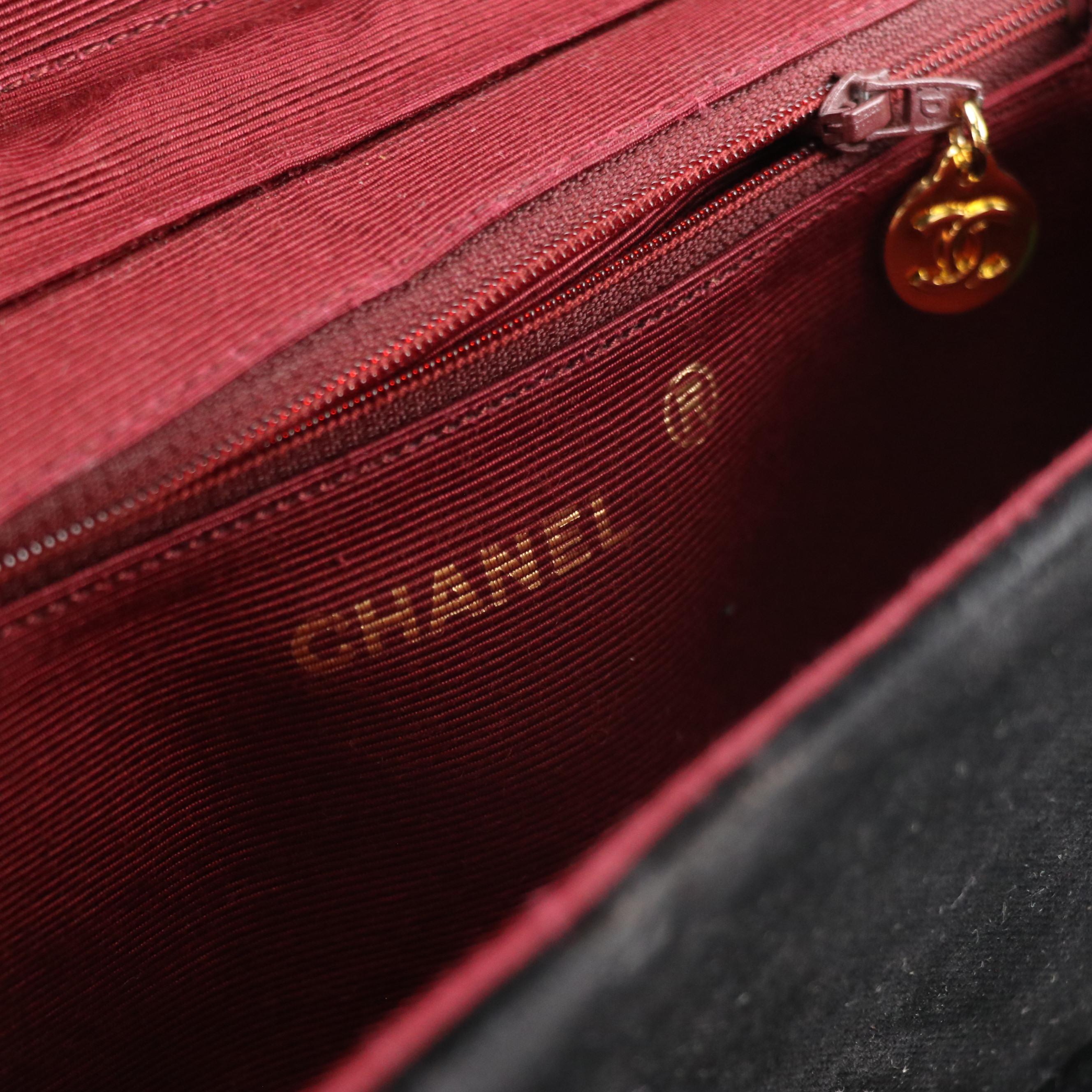Chanel Half Moon CC Flap Shoulder Bag in Black Velvet, Circa 1980's