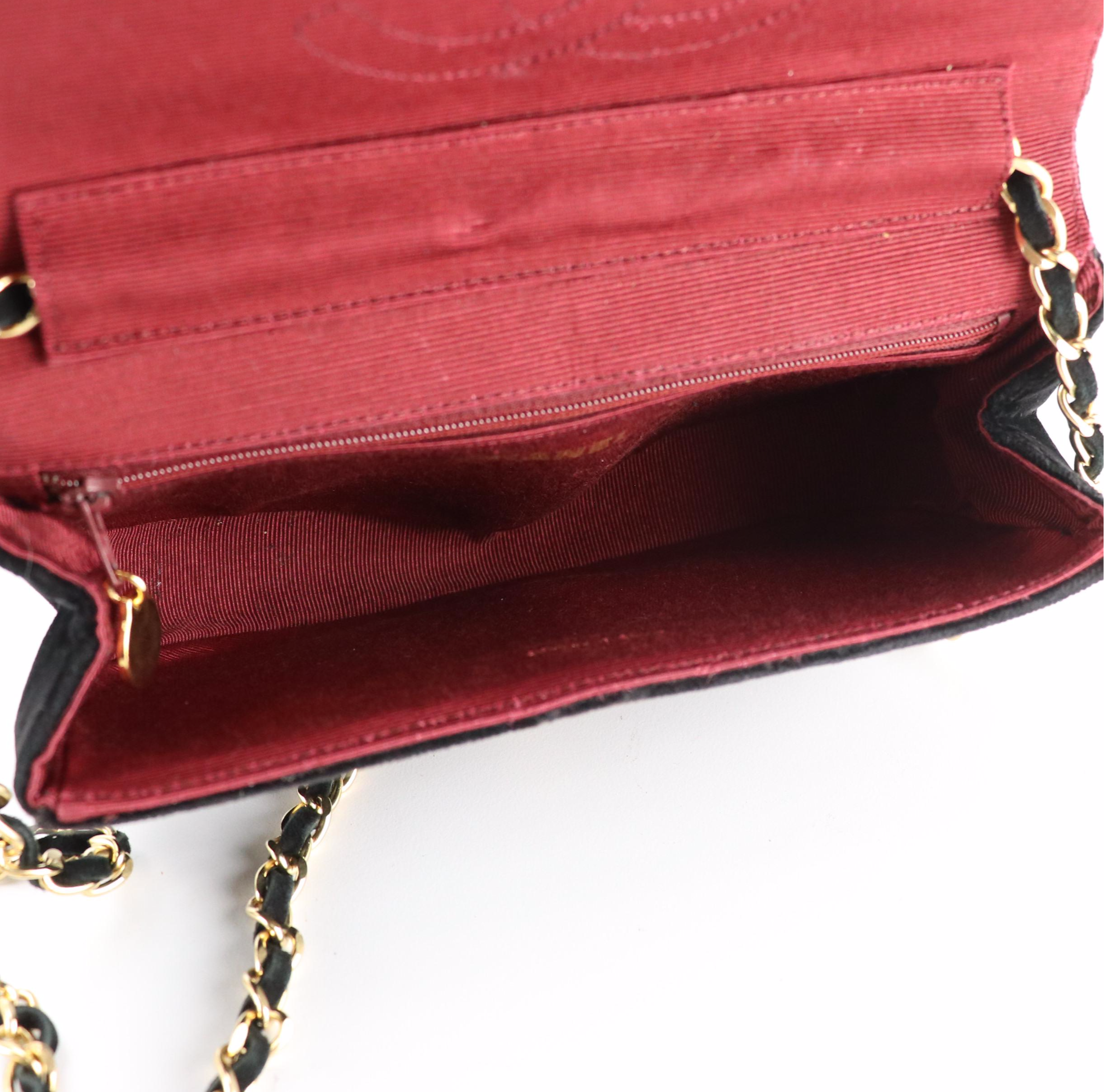 Chanel Half Moon CC Flap Shoulder Bag in Black Velvet, Circa 1980's