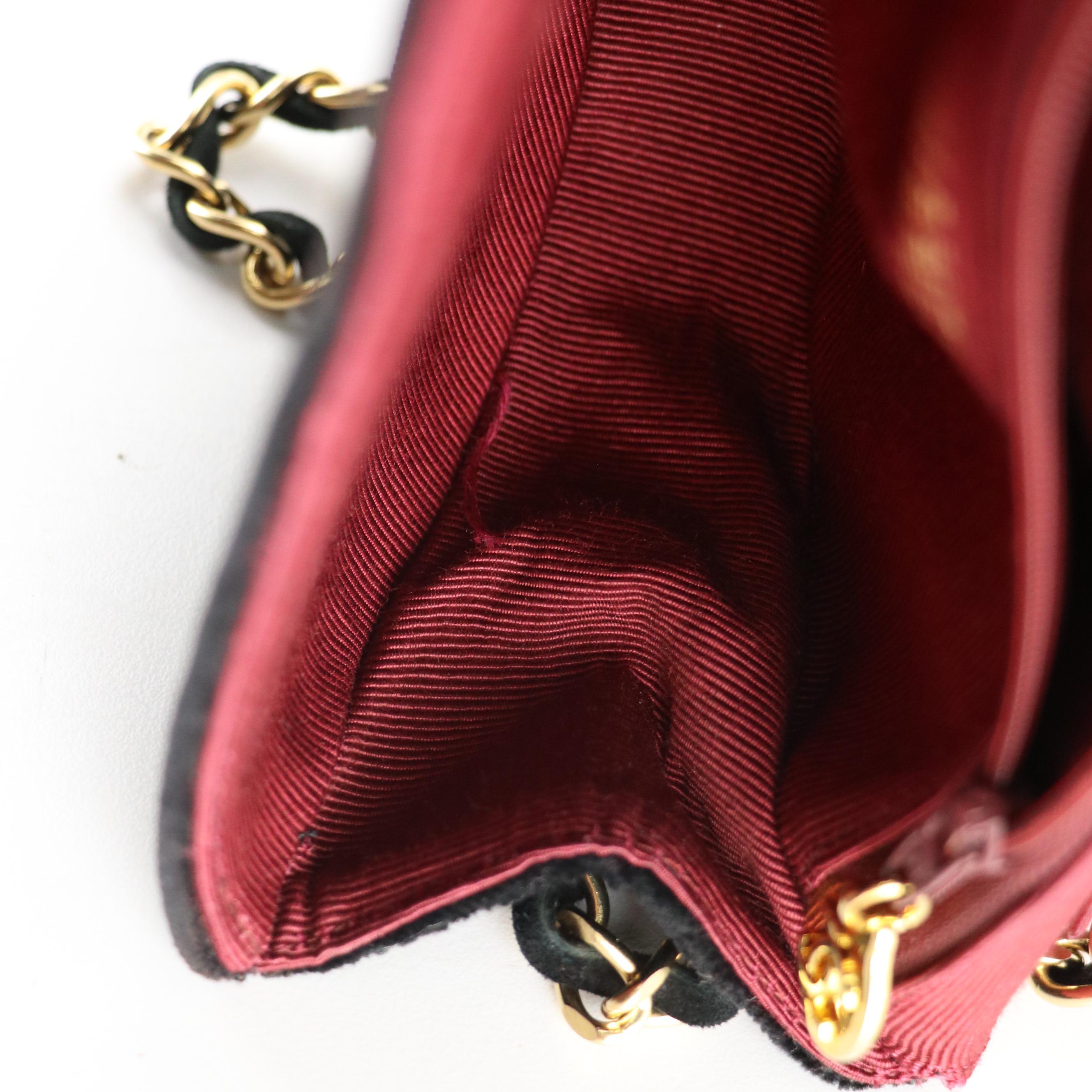 Chanel Half Moon CC Flap Shoulder Bag in Black Velvet, Circa 1980's