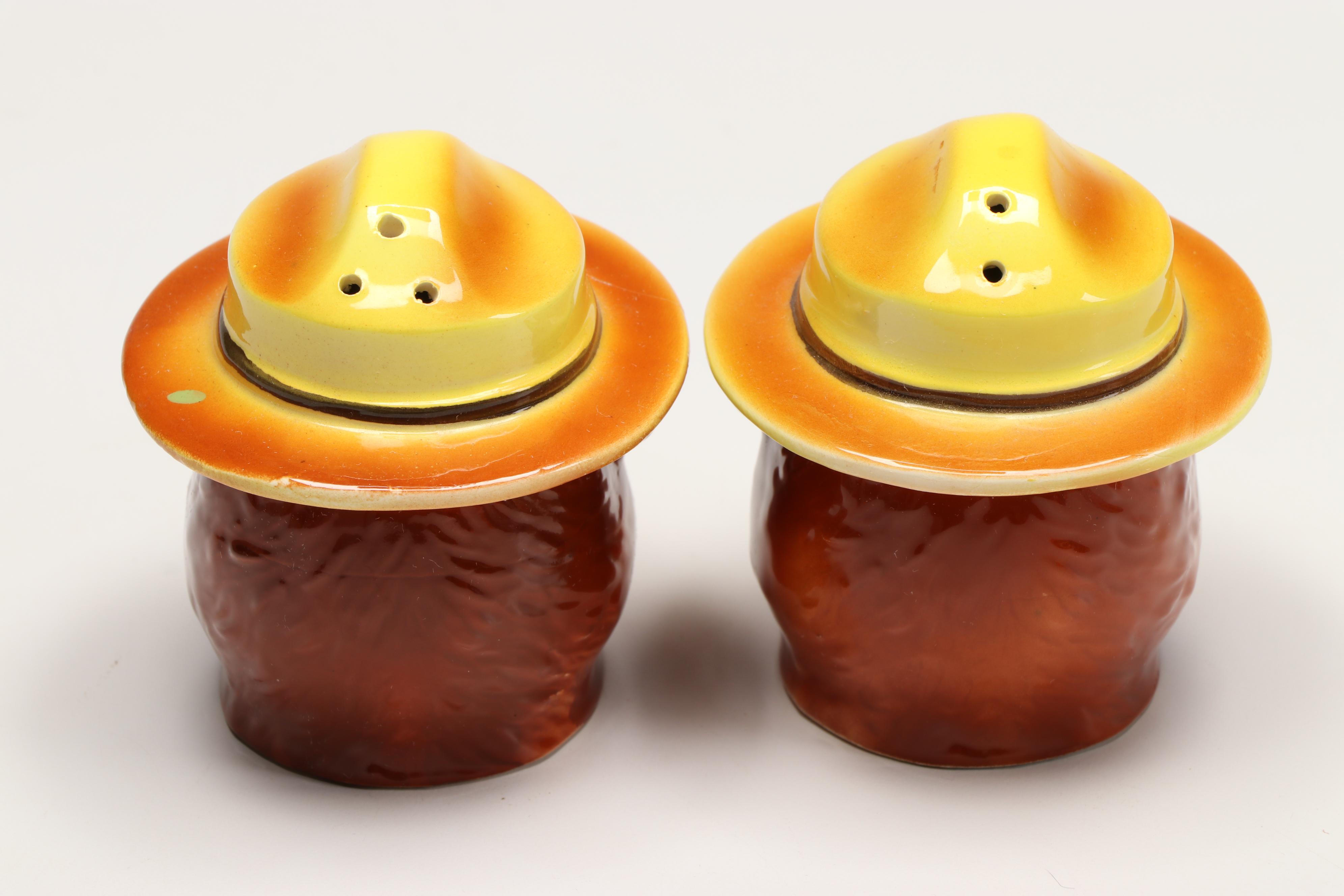 Norcrest "Smokey the Bear" Cookie Jar and Other Japanese Shaker Set