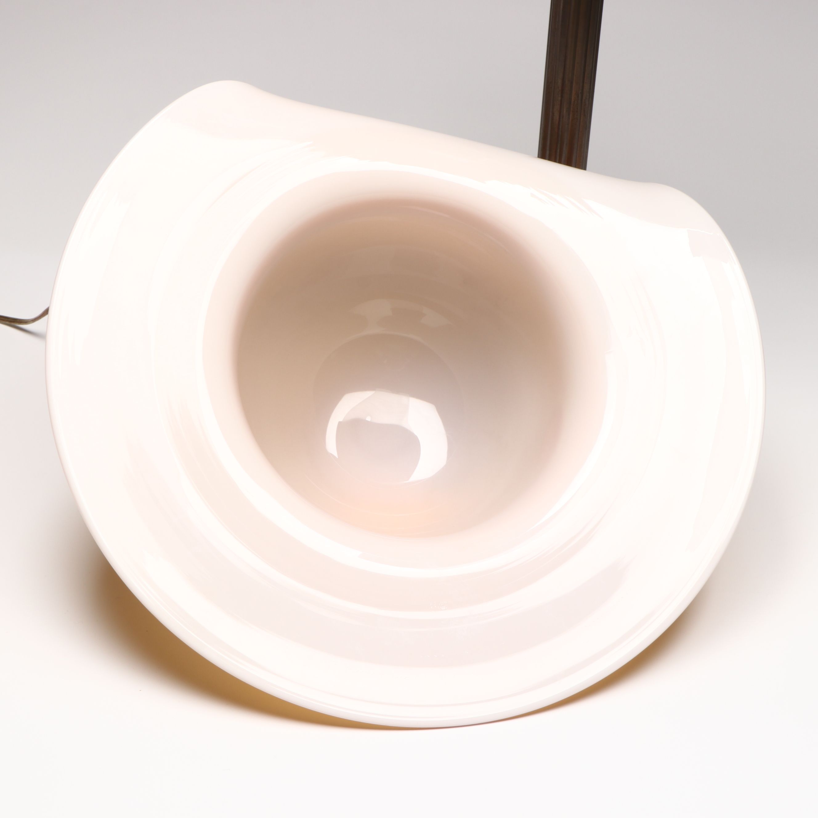 Italian Art Glass Shade Pillar Table Lamp