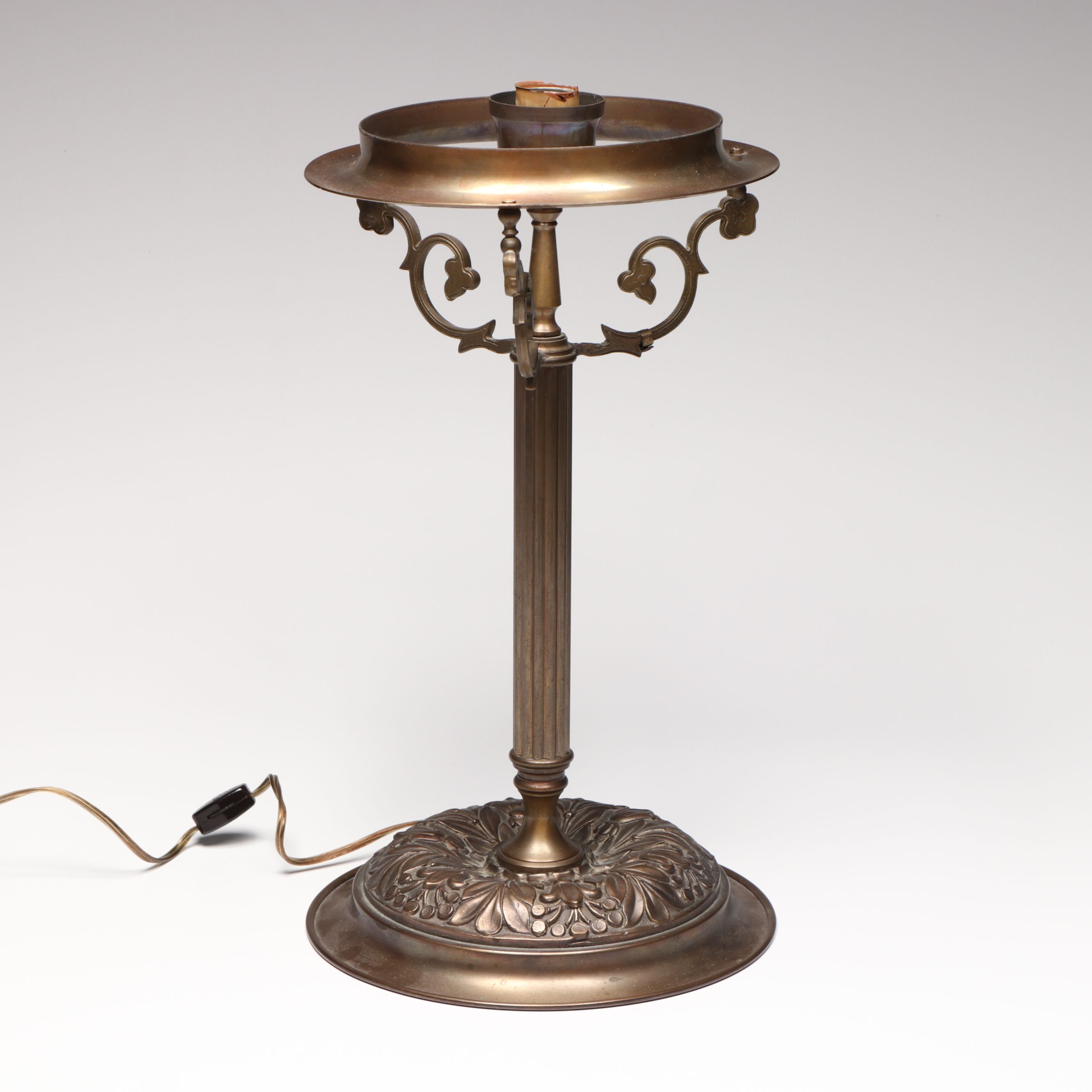 Italian Art Glass Shade Pillar Table Lamp