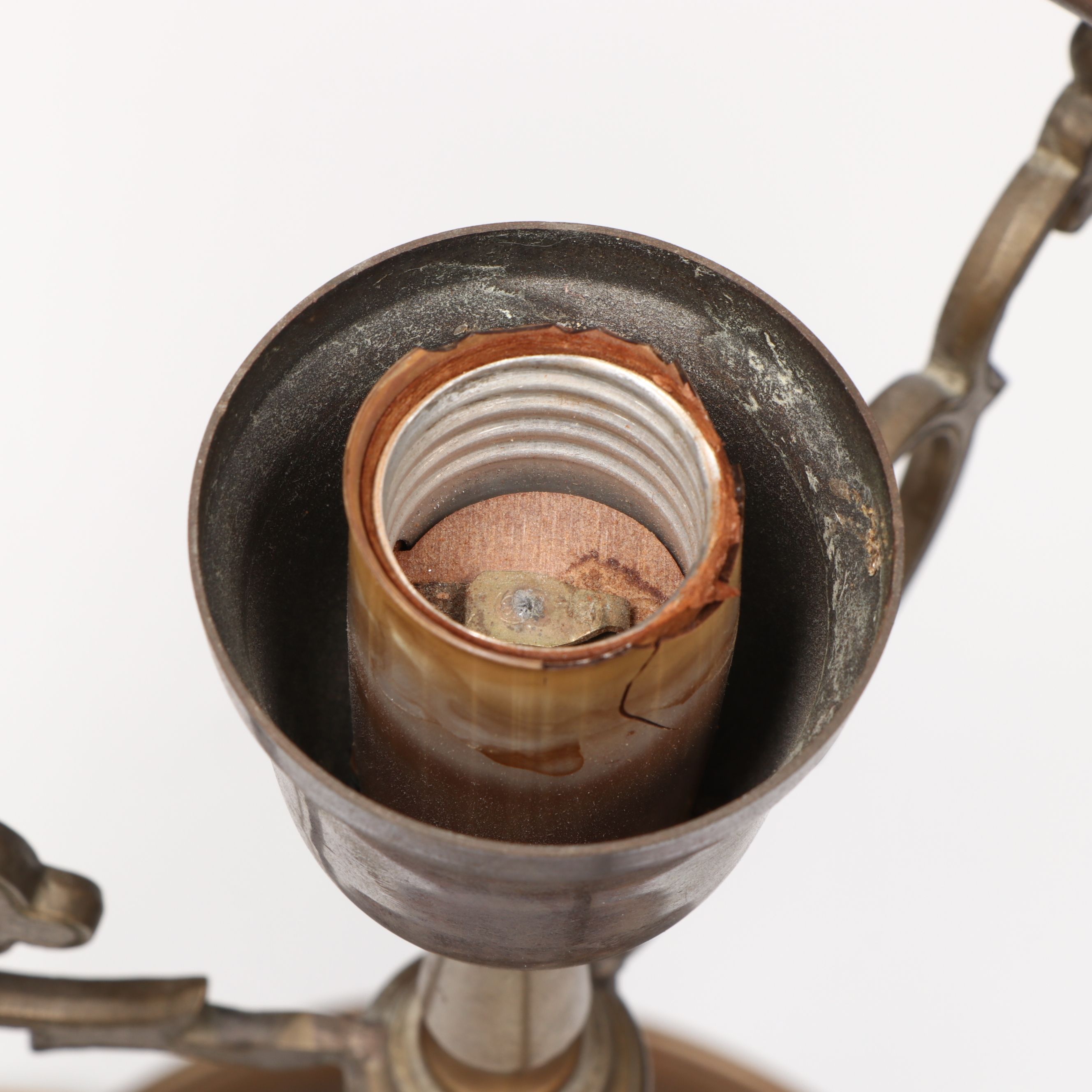 Italian Art Glass Shade Pillar Table Lamp