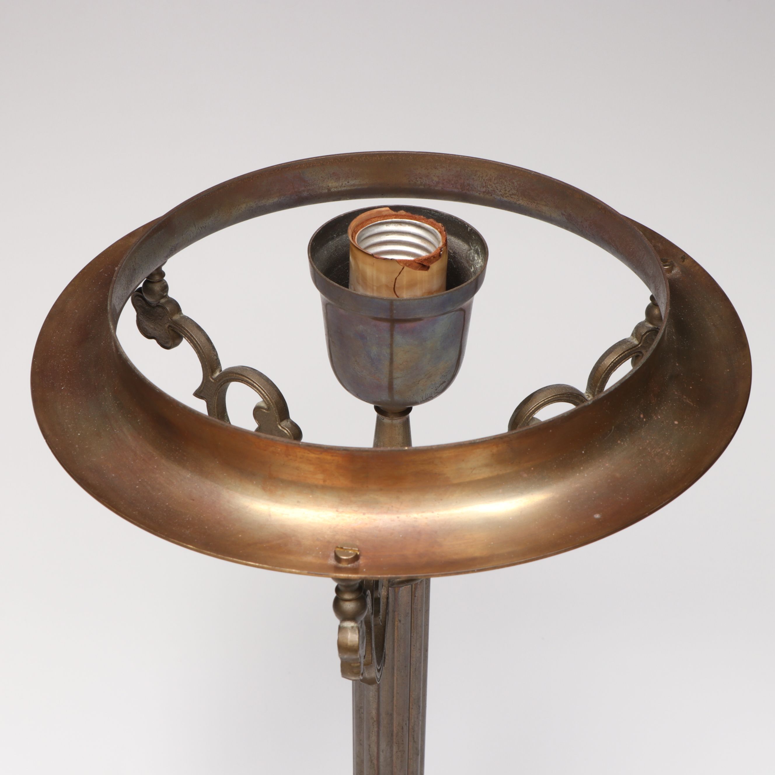 Italian Art Glass Shade Pillar Table Lamp