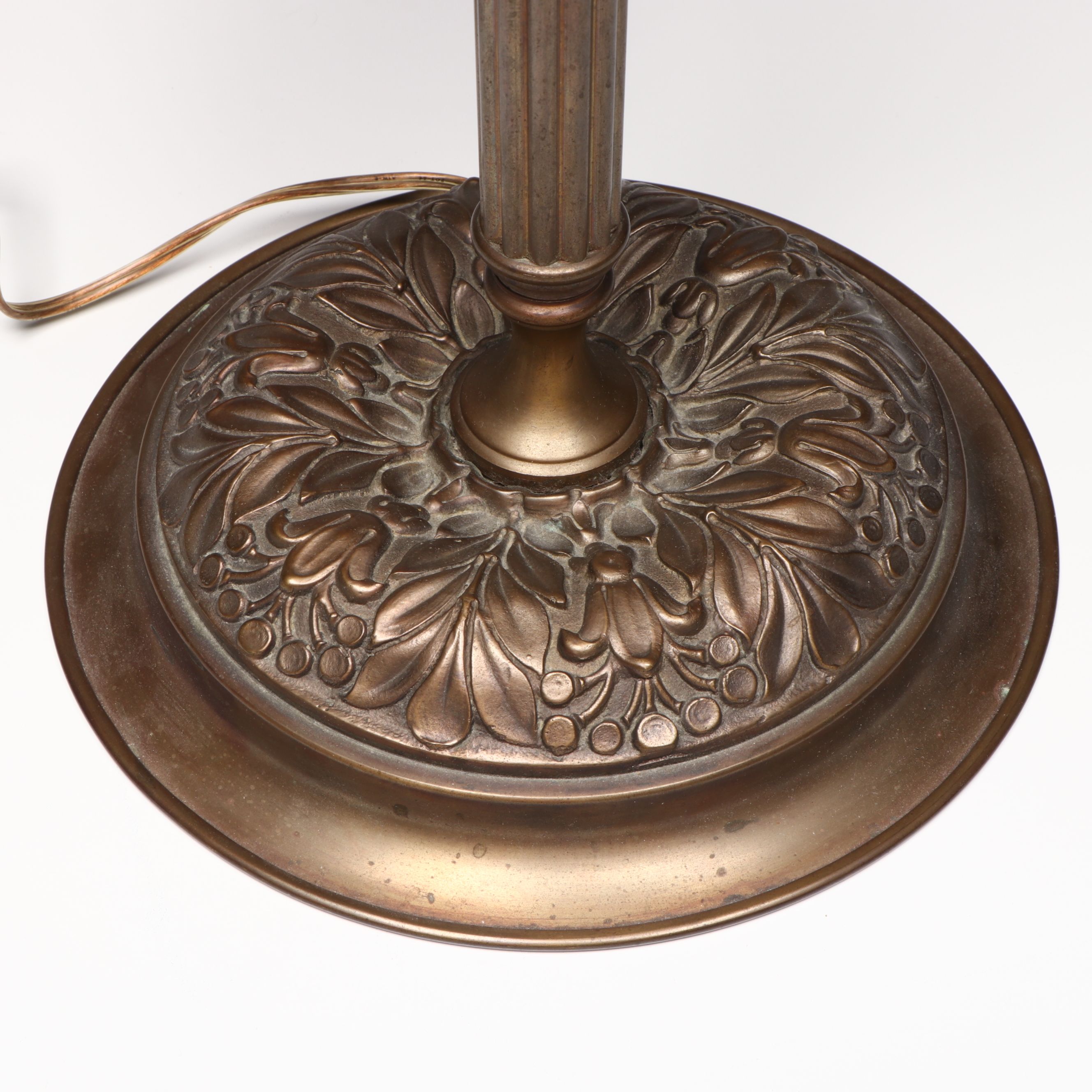 Italian Art Glass Shade Pillar Table Lamp