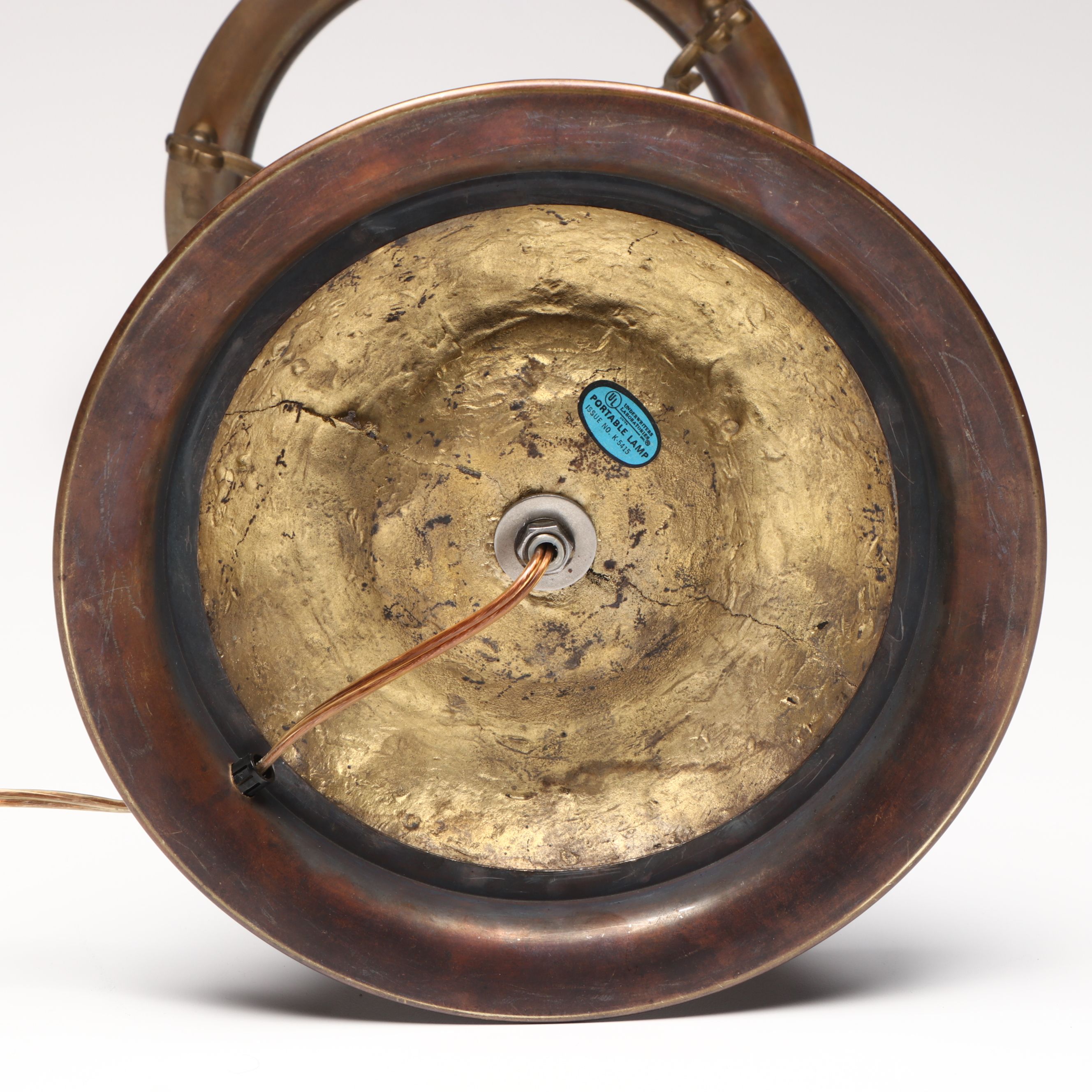 Italian Art Glass Shade Pillar Table Lamp