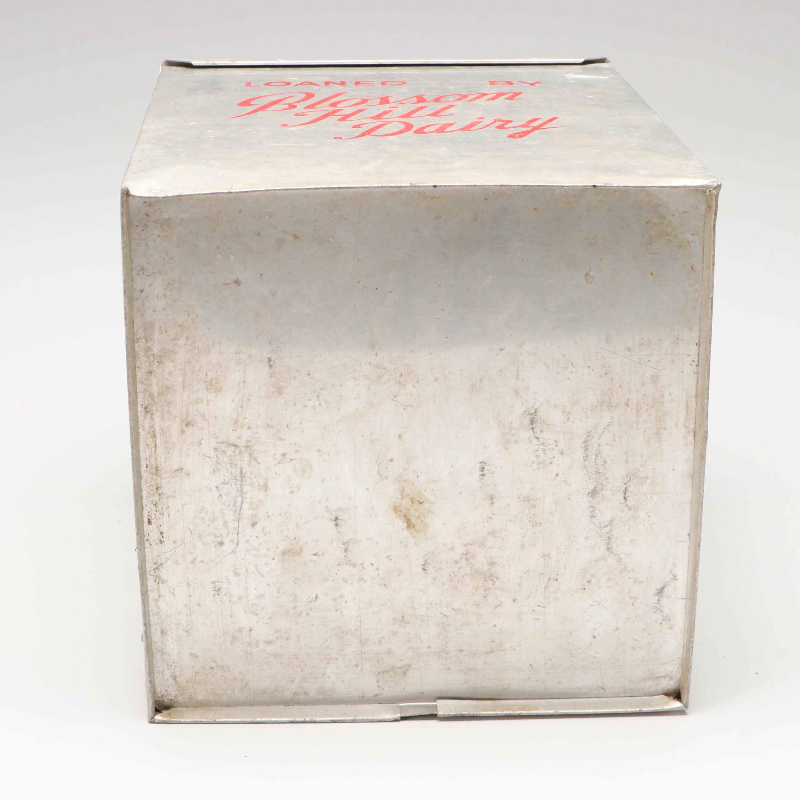 Blossom Hill Dairy Metal Milk Box, Mid-20th Century