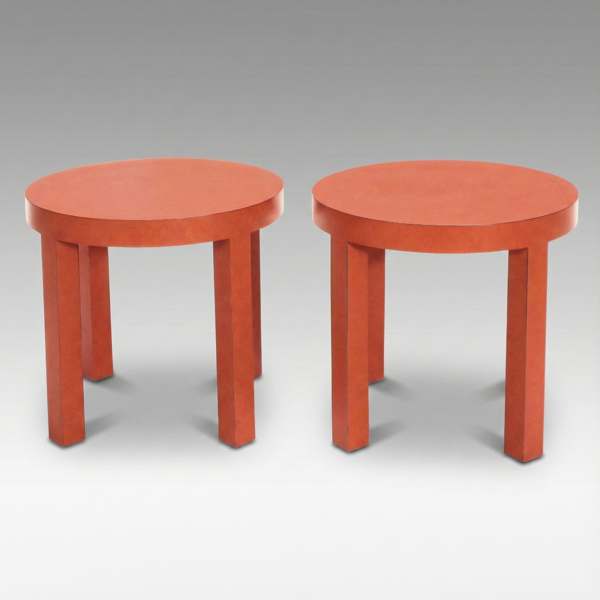 Pair of Postmodern Coral Colored Laminate Side Tables