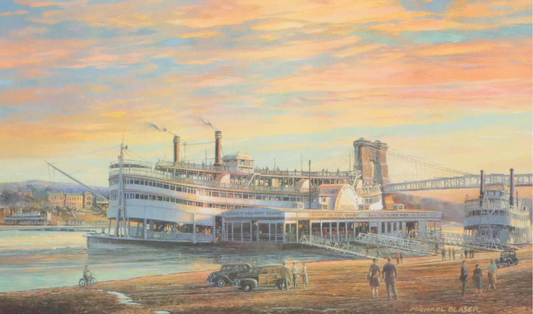 Michael Blaser Offset Lithograph "Heading For Coney"